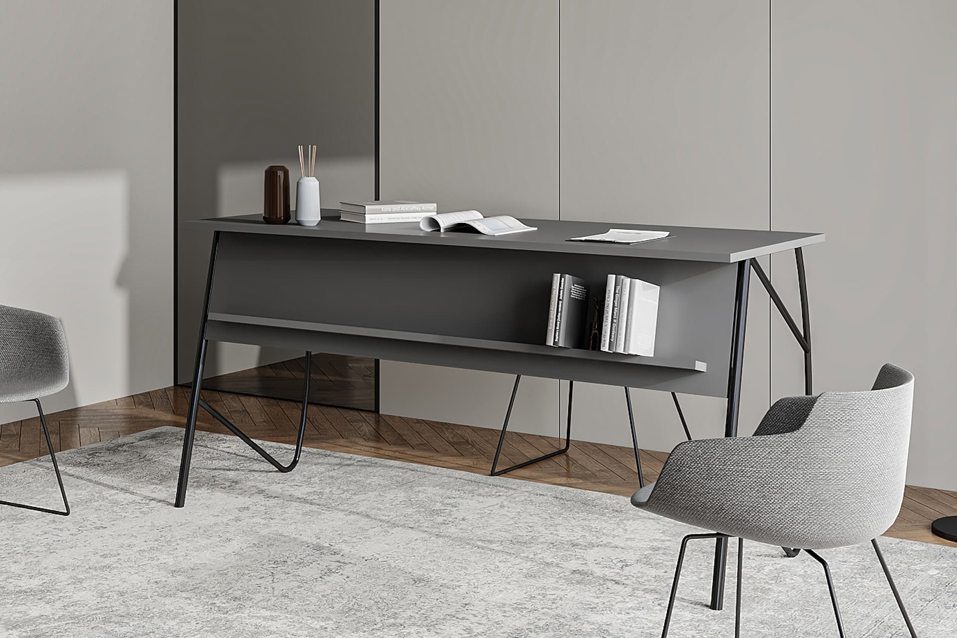 LAGOMOOD ELLA OFİS MASASI, ANTRASİT, 150 CM