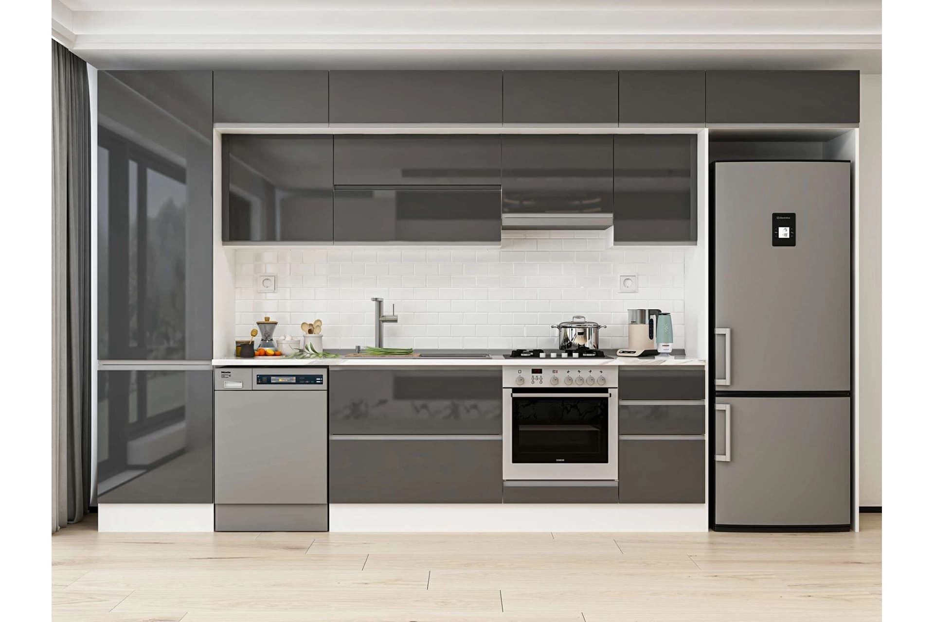 ALVİNKA 385X240 CM MUTFAK DOLABI, MBB E80B60S45 1 ANTRASİT SUNTALAM