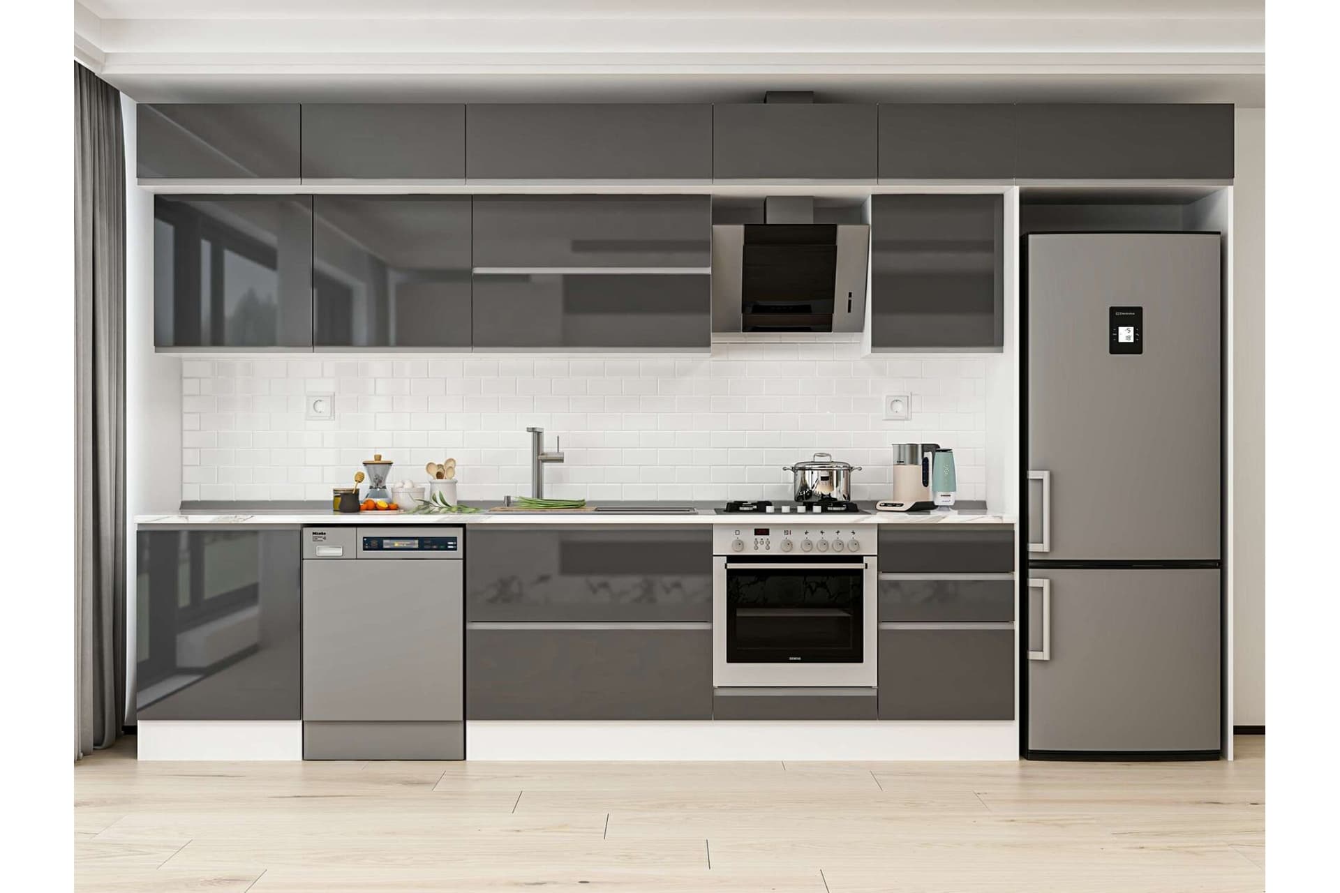 ALVİNKA 400X240 CM MUTFAK DOLABI, MB E90S60S50 2 ANTRASİT SUNTALAM