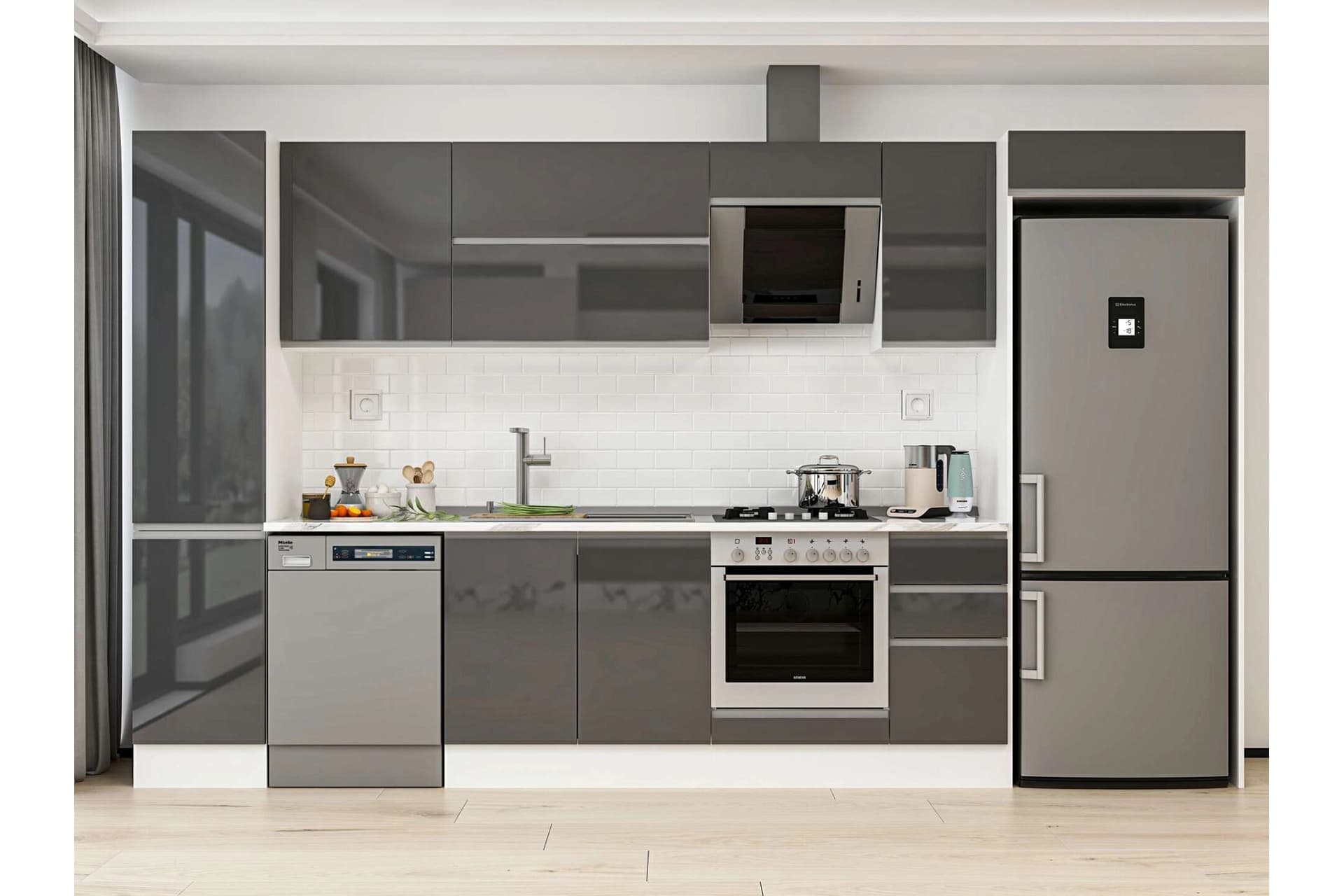 ALVİNKA 365X222 CM MUTFAK DOLABI, MBB E80B45S40 2 ANTRASİT SUNTALAM