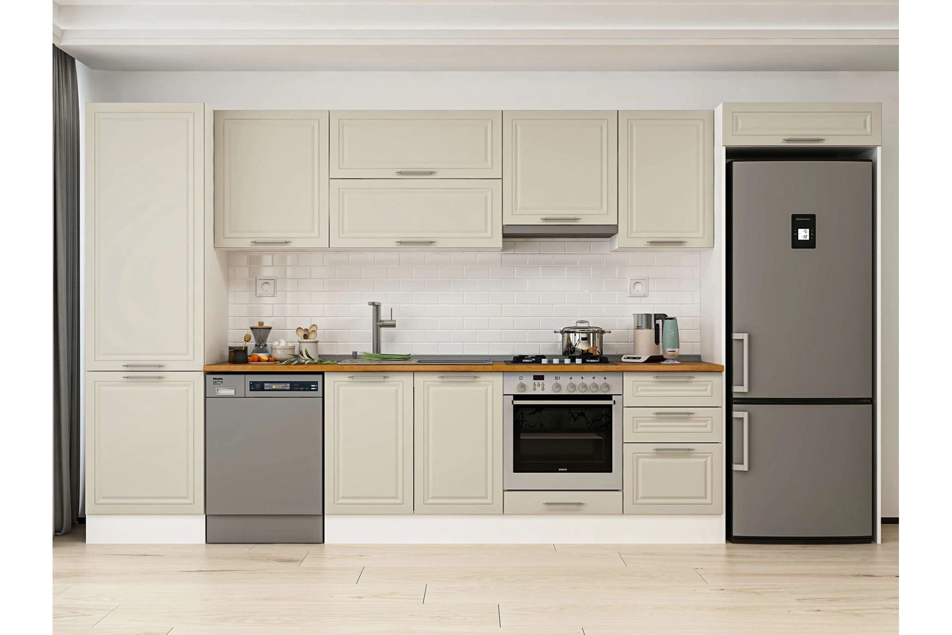 ALVİNKA 400X222 CM KLASİK MEBRAN MUTFAK DOLABI, MBB E90B60S50 1 MEBRAN KUMTAŞI SUNTALAM