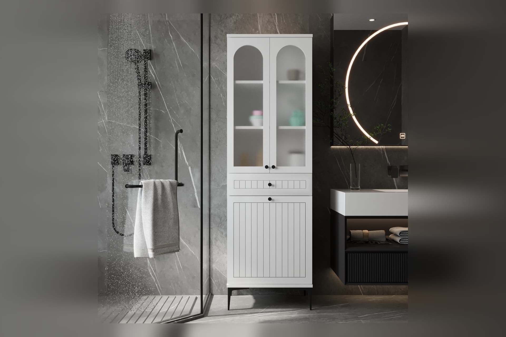 MARLEN LAKE SEPETLİ CAMLI DOLAP