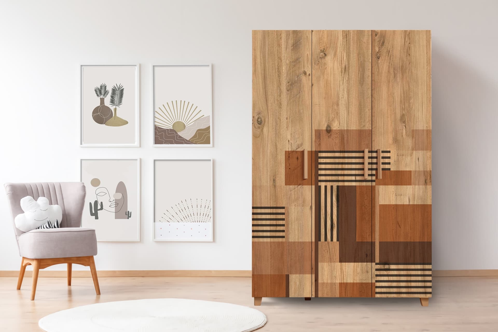 LEVA COLORBLOCK GARDIROP, ATLANTİK, 3 KAPAKLI