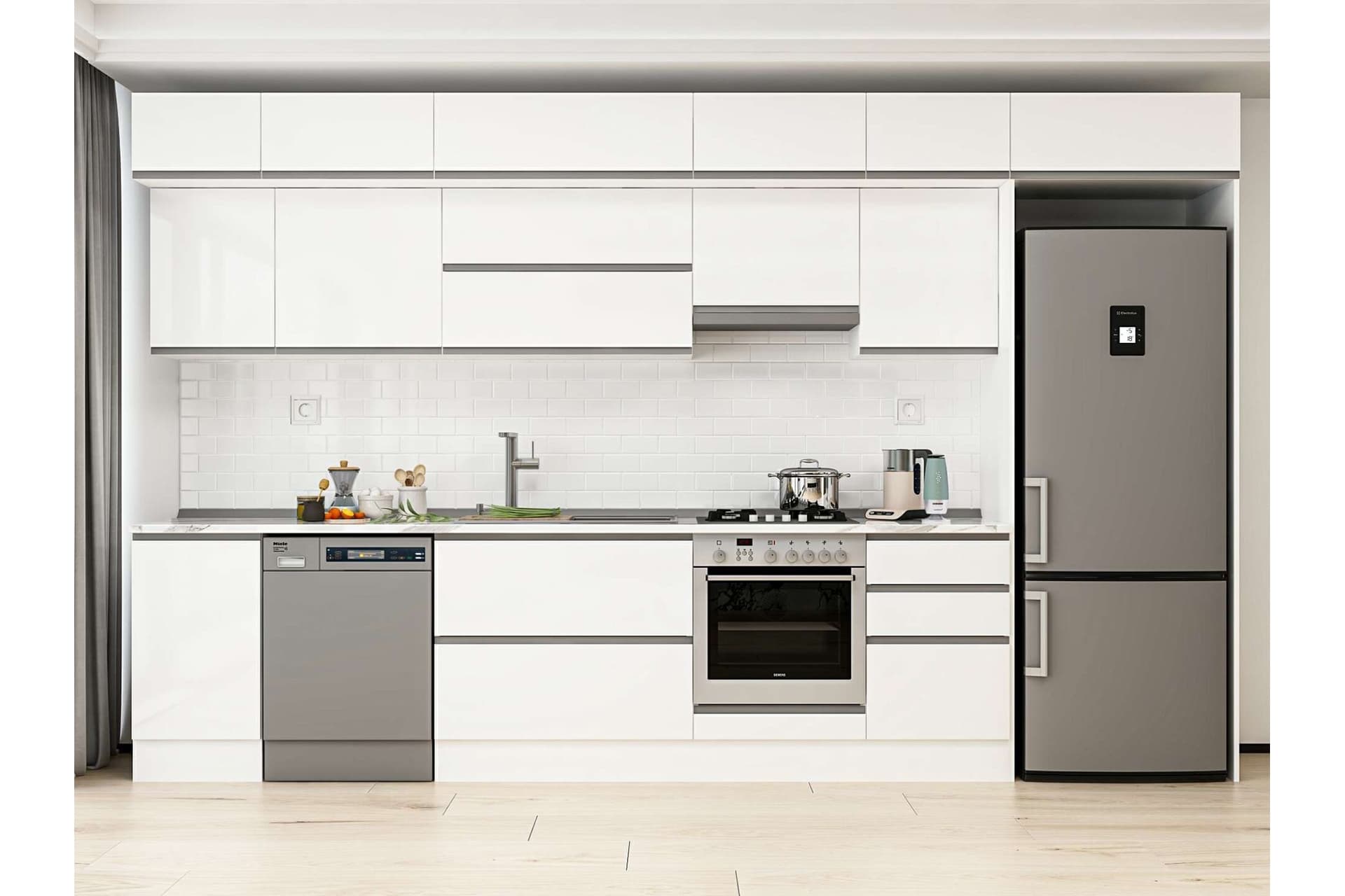 ALVİNKA 375X240 CM MUTFAK DOLABI, MB E80S45S50 1 BEYAZ SUNTALAM