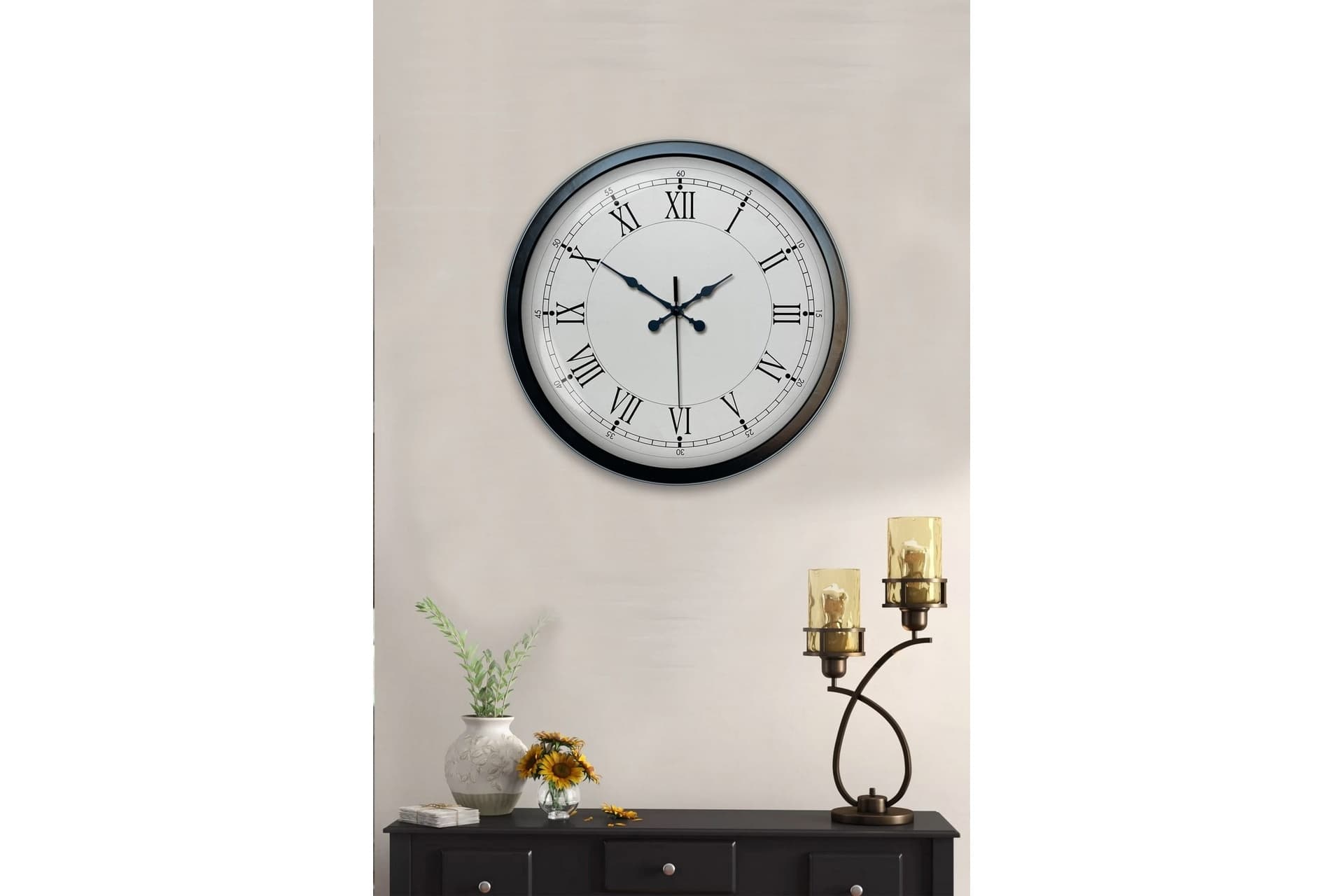 SİYAH METAL RETRO DUVAR SAATİ 40 CM