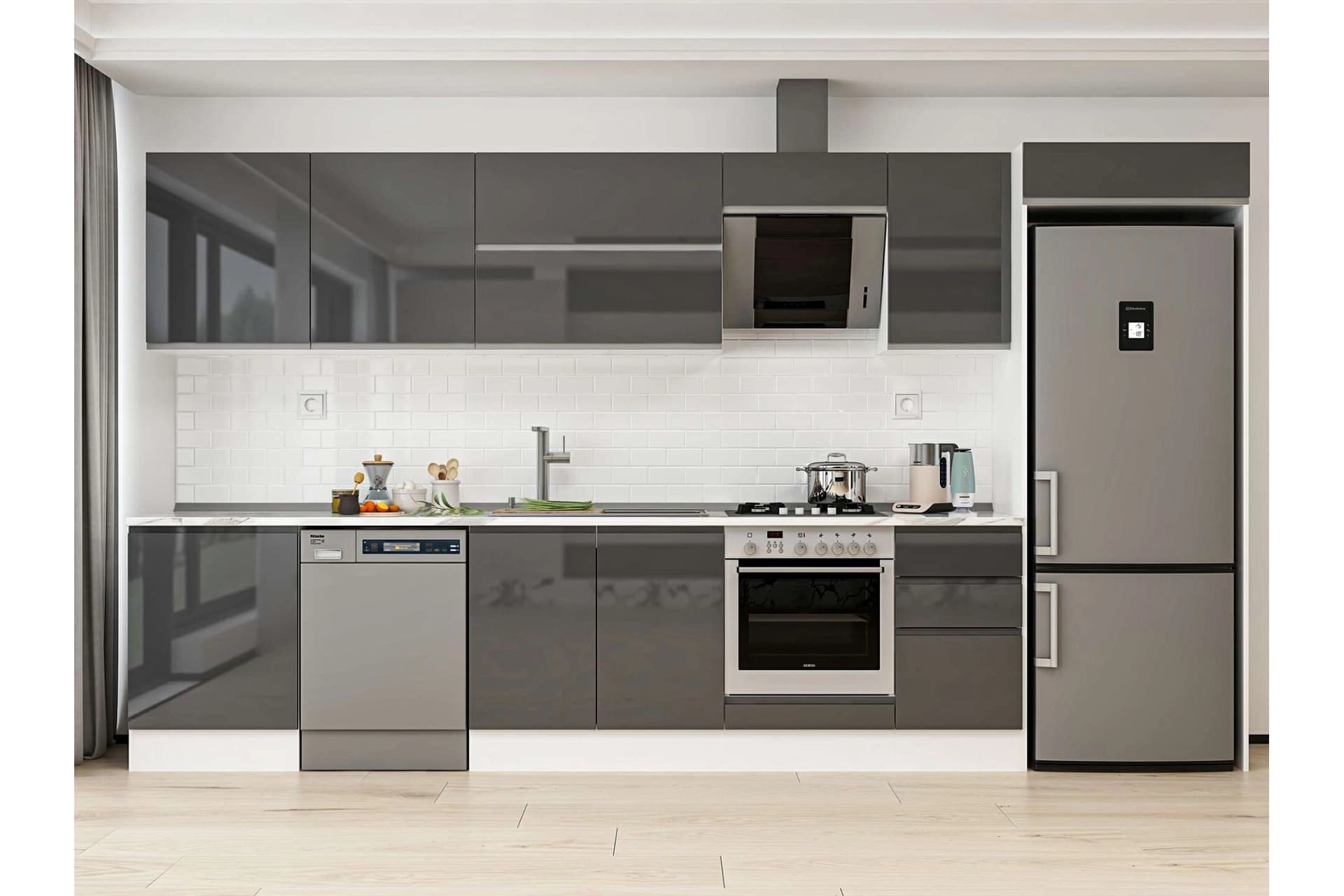 ALVİNKA 385X222 CM MUTFAK DOLABI, MB E80S60S45 2 ANTRASİT SUNTALAM