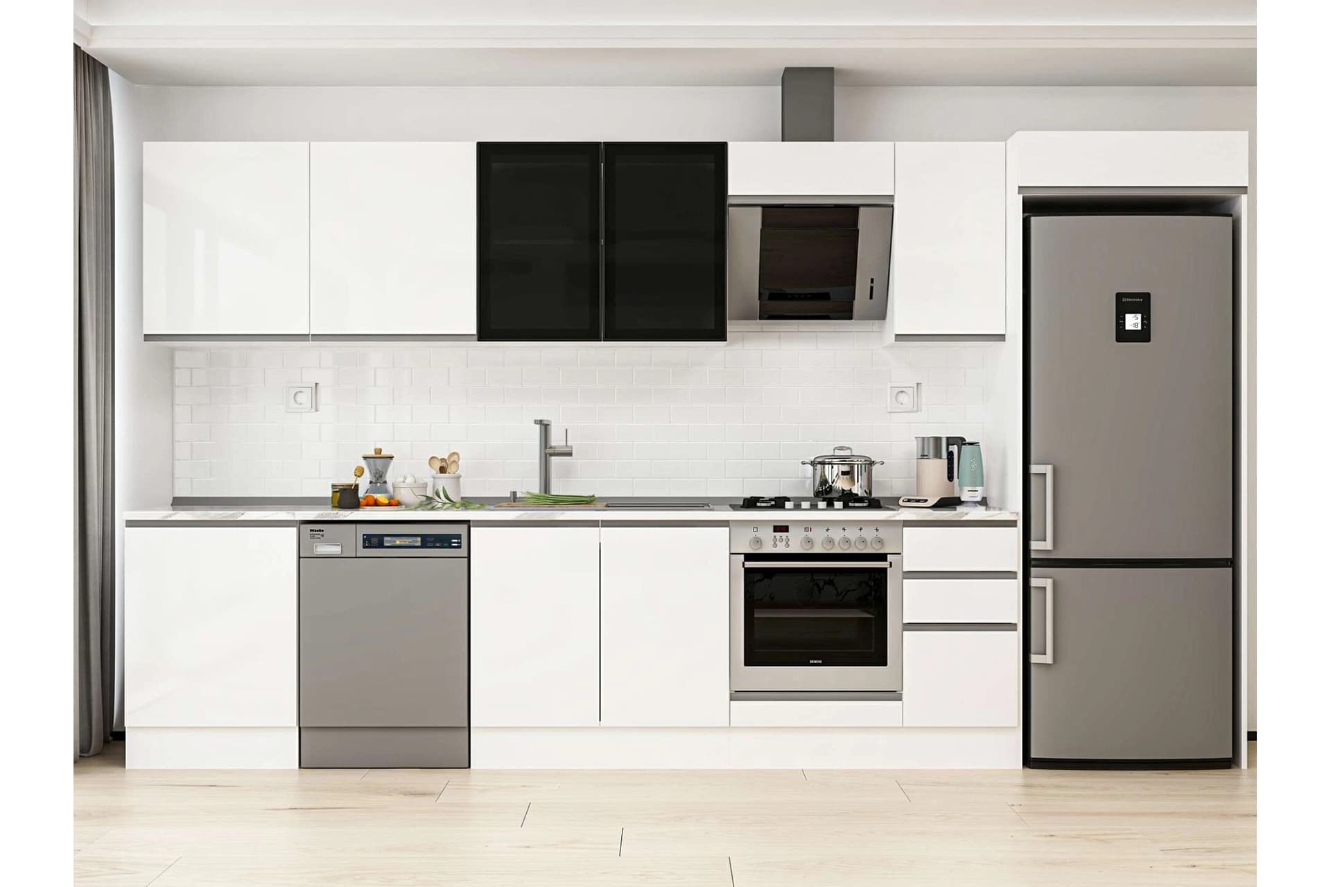ALVİNKA 380X222 CM MUTFAK DOLABI, MB E80S60S40 3 BEYAZ SUNTALAM