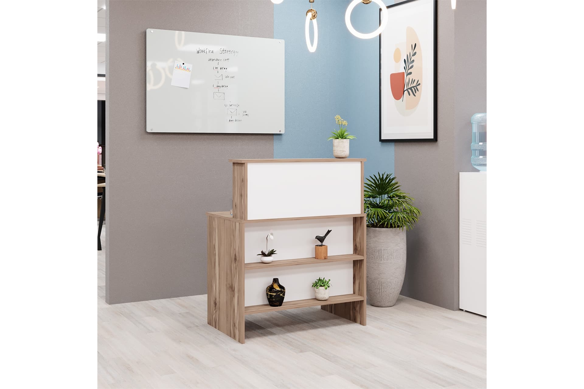 VENÜS ÇEKMECELİ BANKO, SEKRETER MASASI, ÇAM BEYAZ, 90 CM