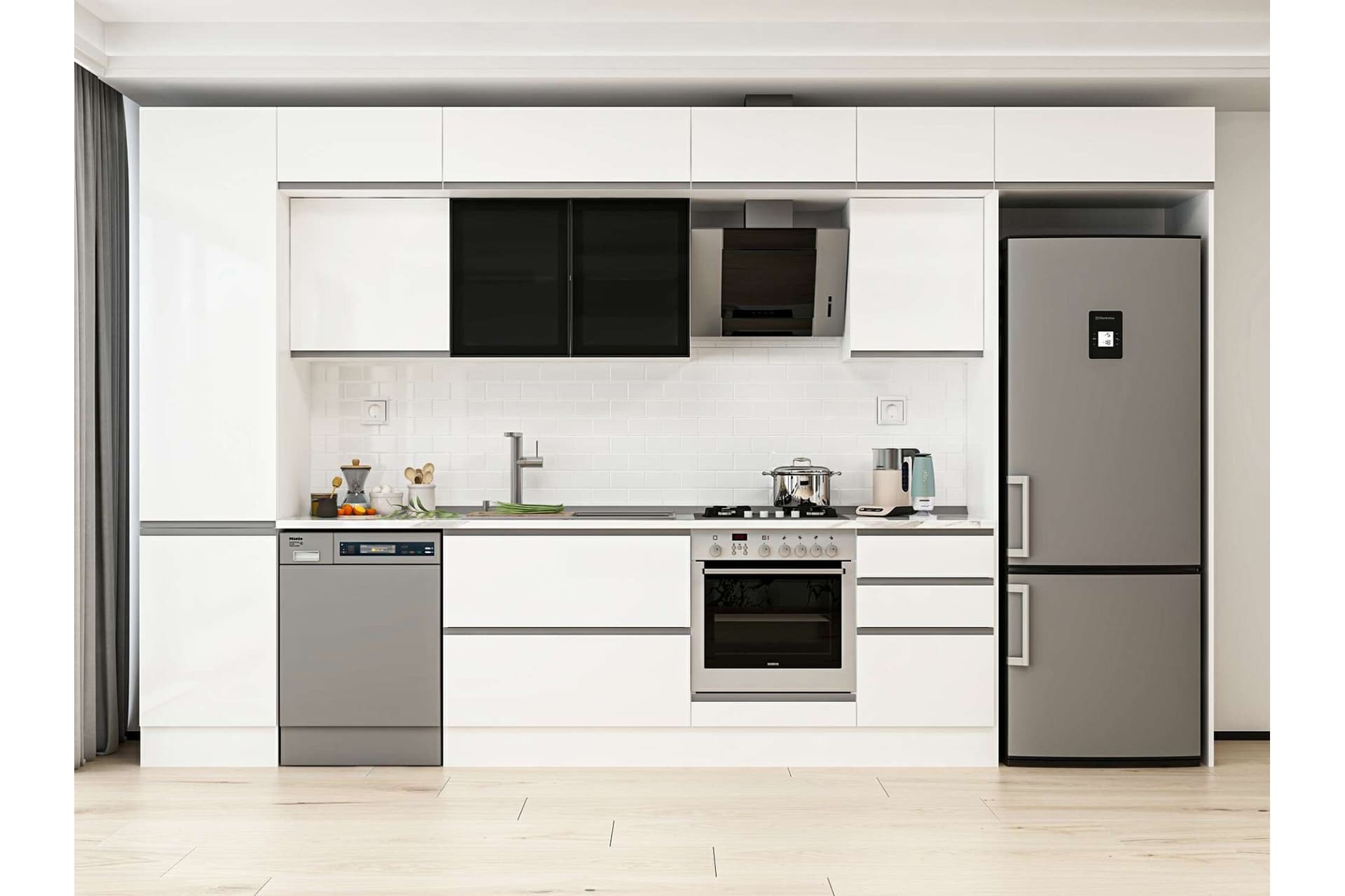 ALVİNKA 380X240 CM MUTFAK DOLABI, MBB E80B50S50 3 BEYAZ SUNTALAM