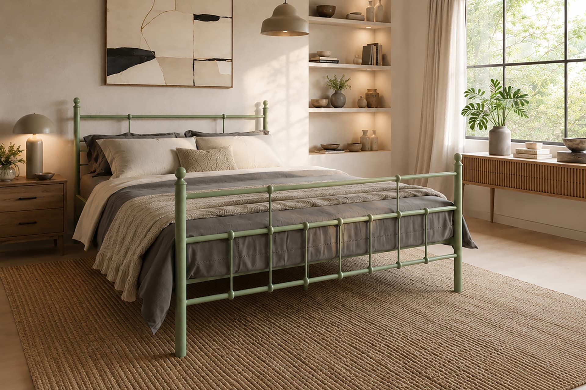 UNİMET LALAS METAL KARYOLA, YEŞİL, 140X190