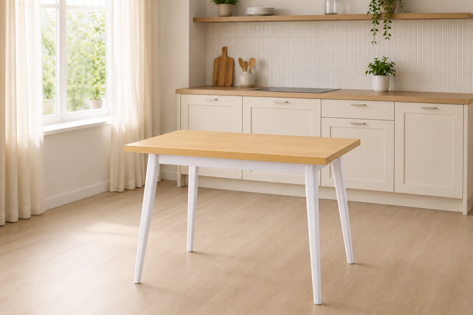 AVANOS MDF SABİT MUTFAK MASASI, 60X90 CM, NATUREL BEYAZ