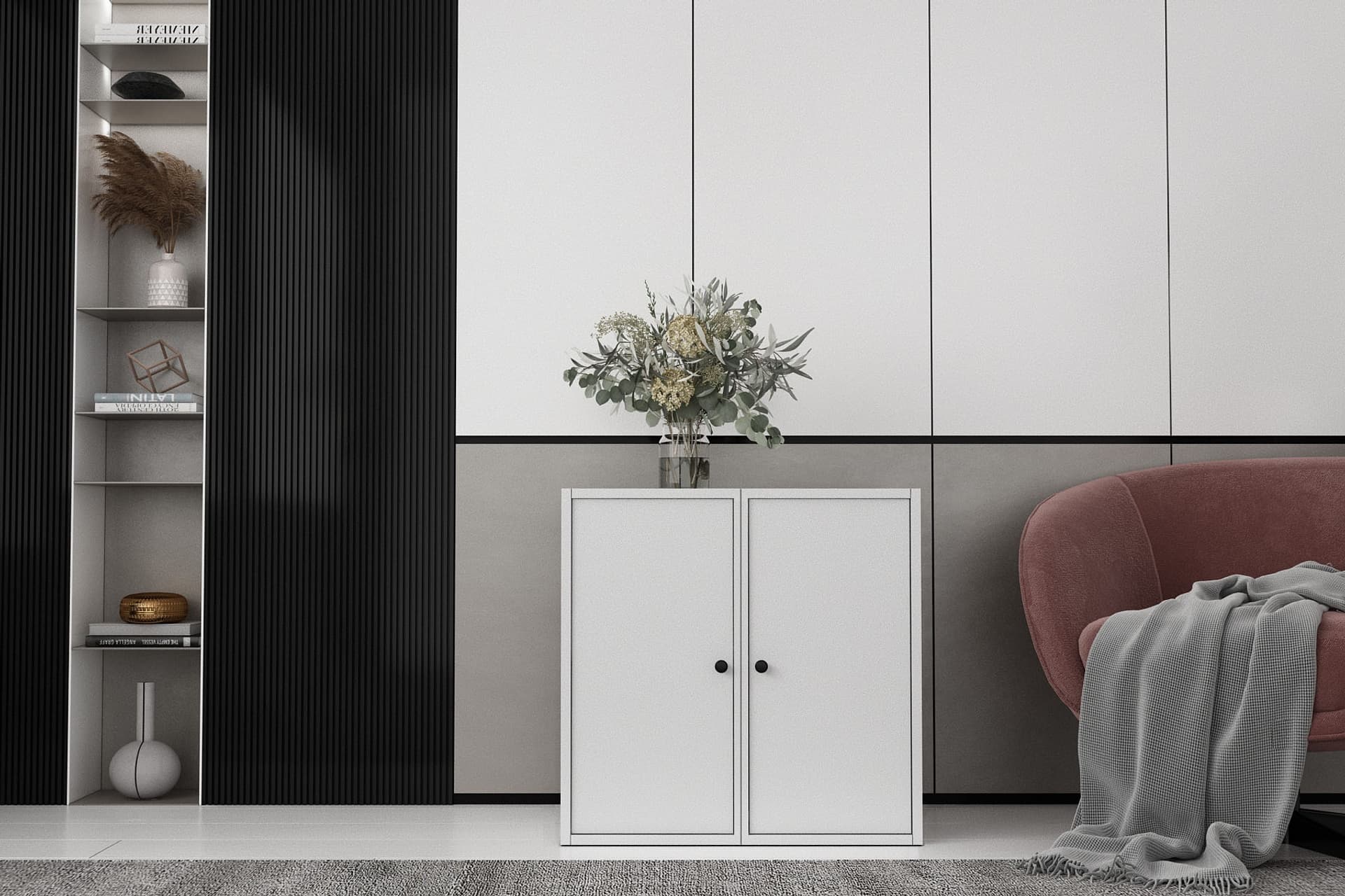 CONSOLA IKİ KAPAKLI RAFLI BEYAZ KONSOL ÇITASIZ KNS-1150-Ç