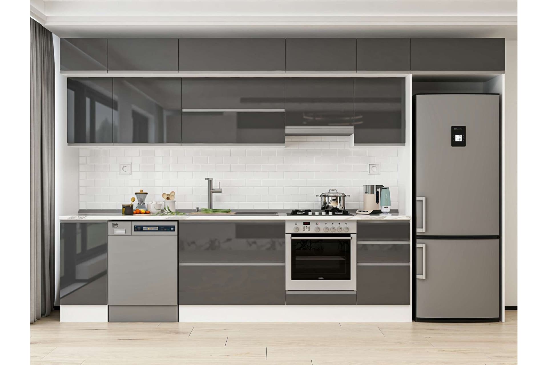 ALVİNKA 375X240 CM MUTFAK DOLABI, MB E90S40S45 1 ANTRASİT SUNTALAM