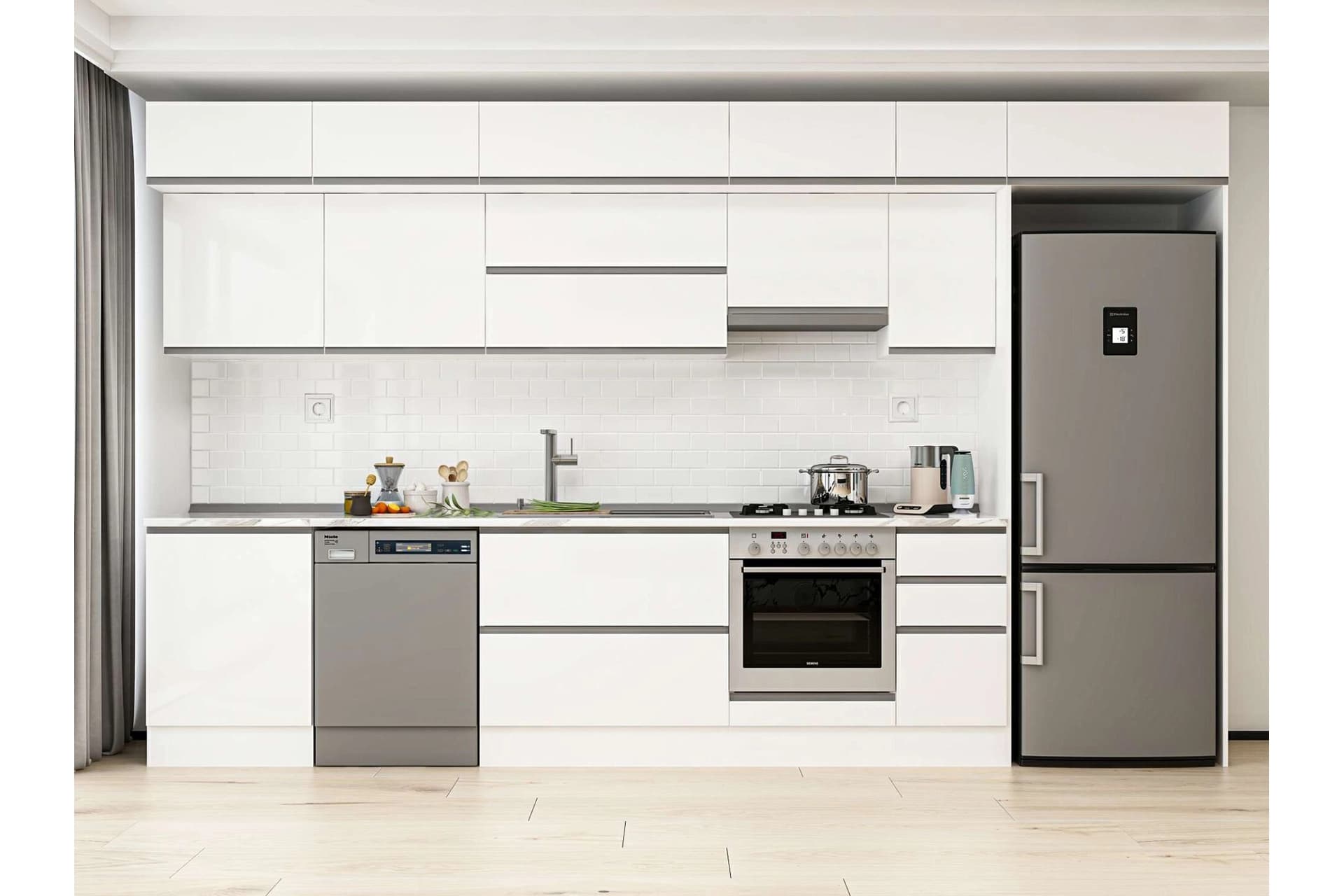 ALVİNKA 390X240 CM MUTFAK DOLABI, MB E90S60S40 1 BEYAZ SUNTALAM