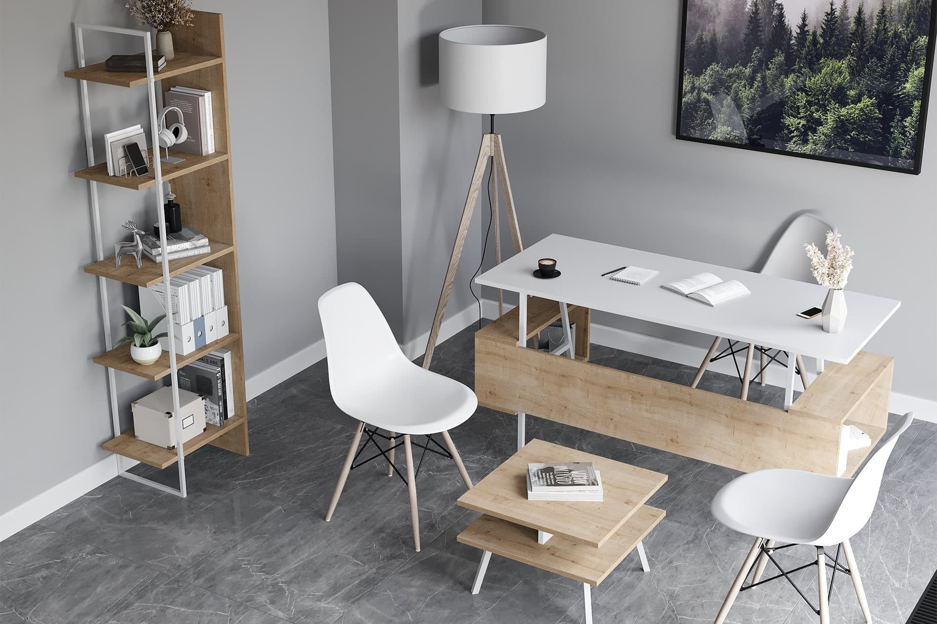 LAGOMOOD İRONY POLY OFİS TAKIMI, MEŞE BEYAZ