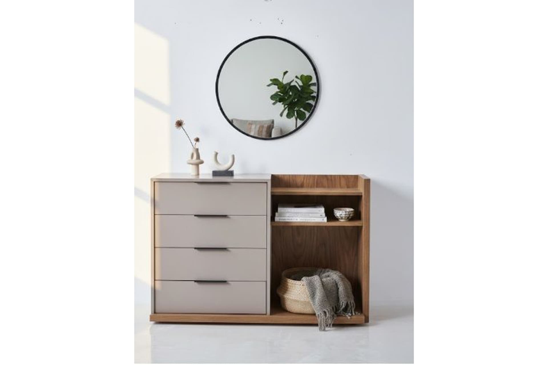 RENATA MODERN 2 RAFLI ŞİFONYER, MEŞE VİZON, 4 ÇEKMECELİ