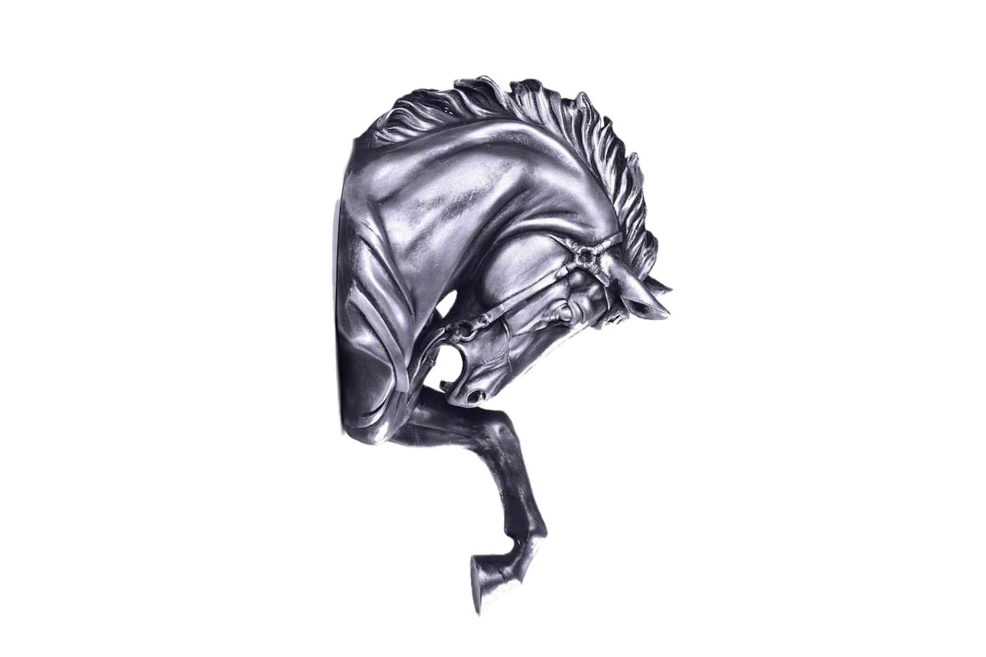 ŞAHLANMIŞ AT DUVAR BÜST GÜMÜŞ ESKİTME 51CM