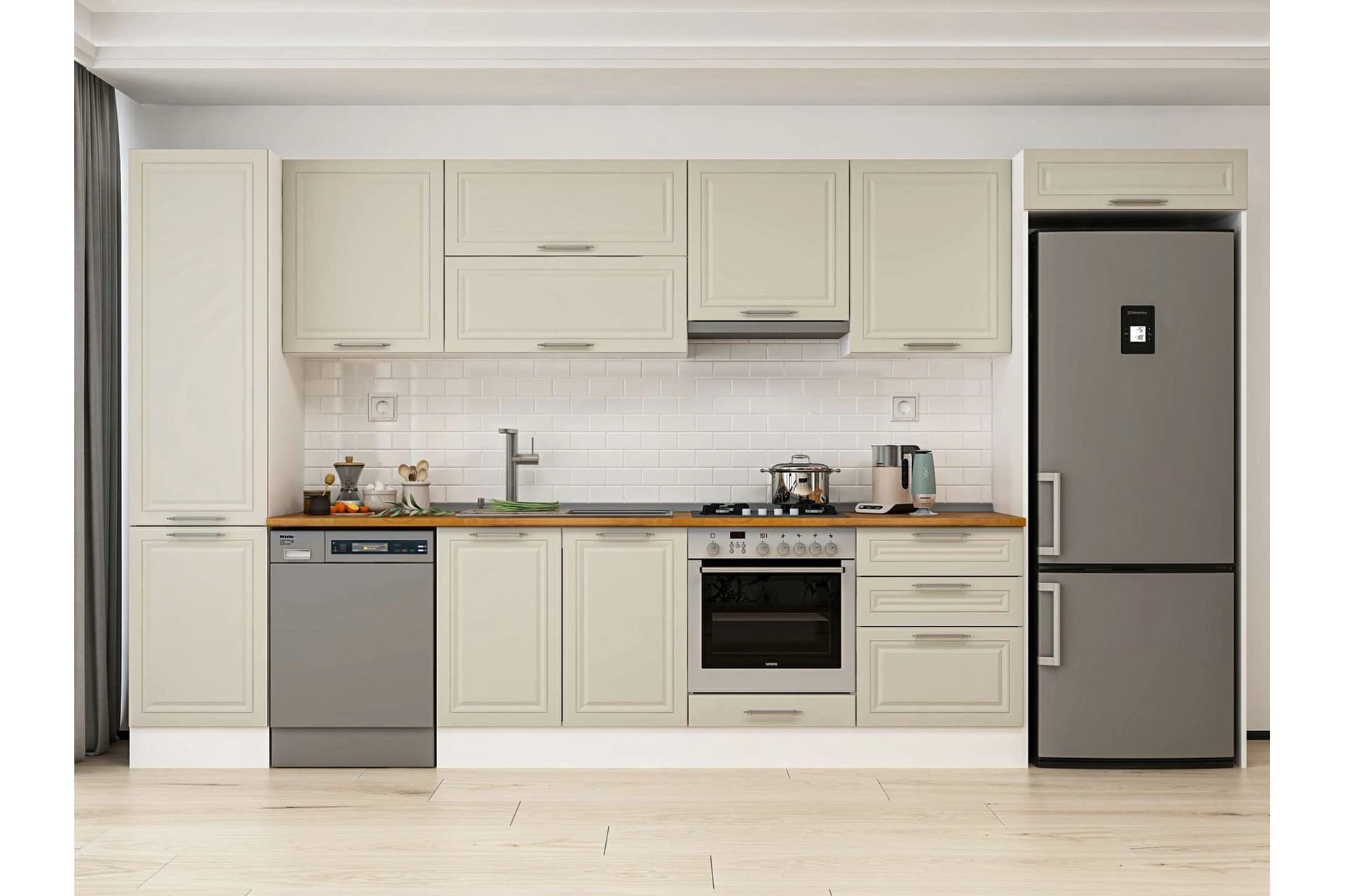 ALVİNKA 400X222 CM KLASİK MEBRAN MUTFAK DOLABI, MBB E90B50S60 1 MEBRAN KUMTAŞI SUNTALAM