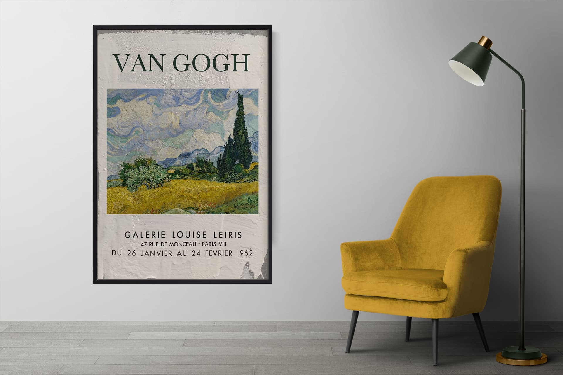 ÇERÇEVELİ BETON ART DOKULU VAN GOGH WHEAT FİELD