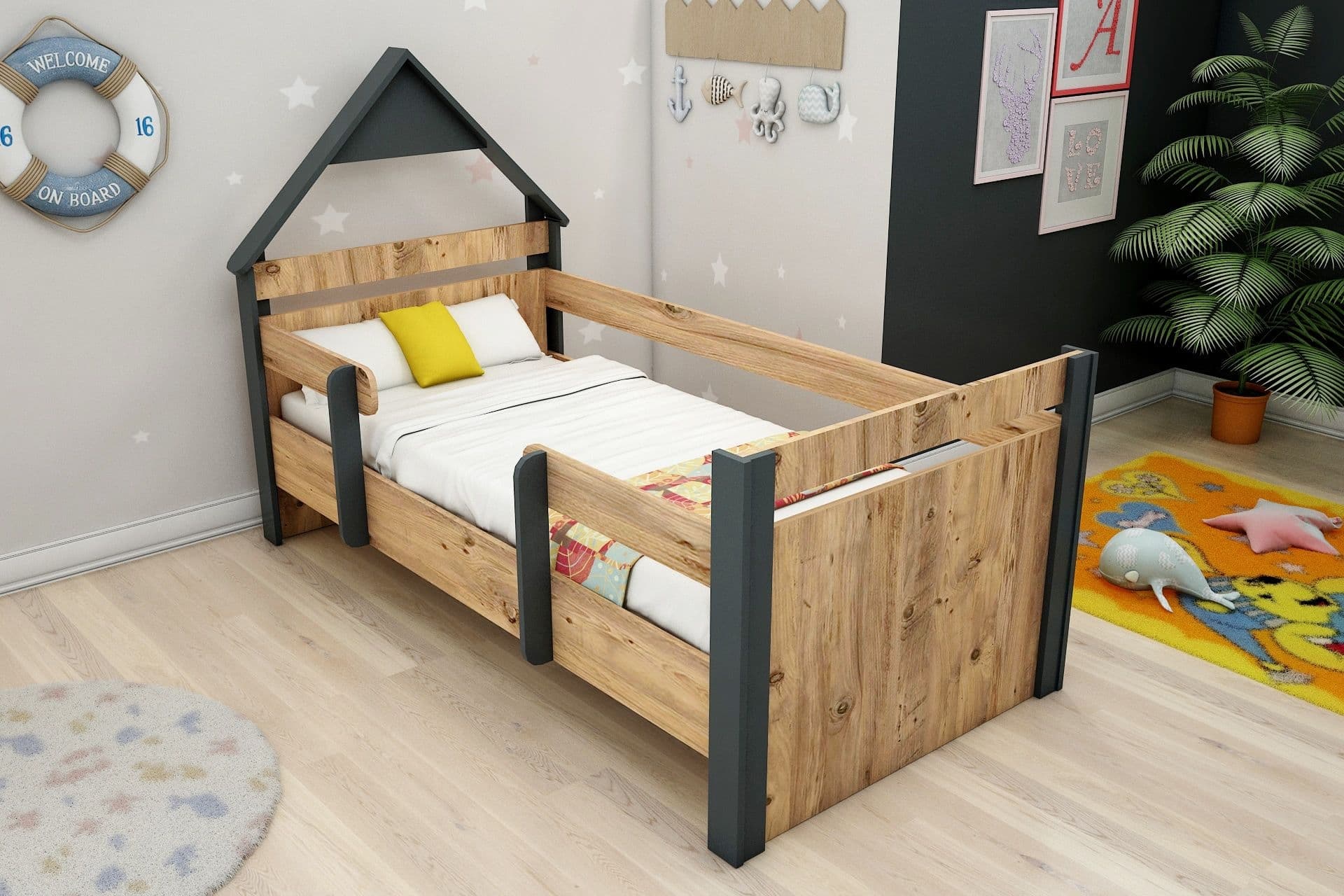VALERİN ÇOCUK MONTESSORİ KARYOLA, ATLANTİK ÇAM ANTRASİT