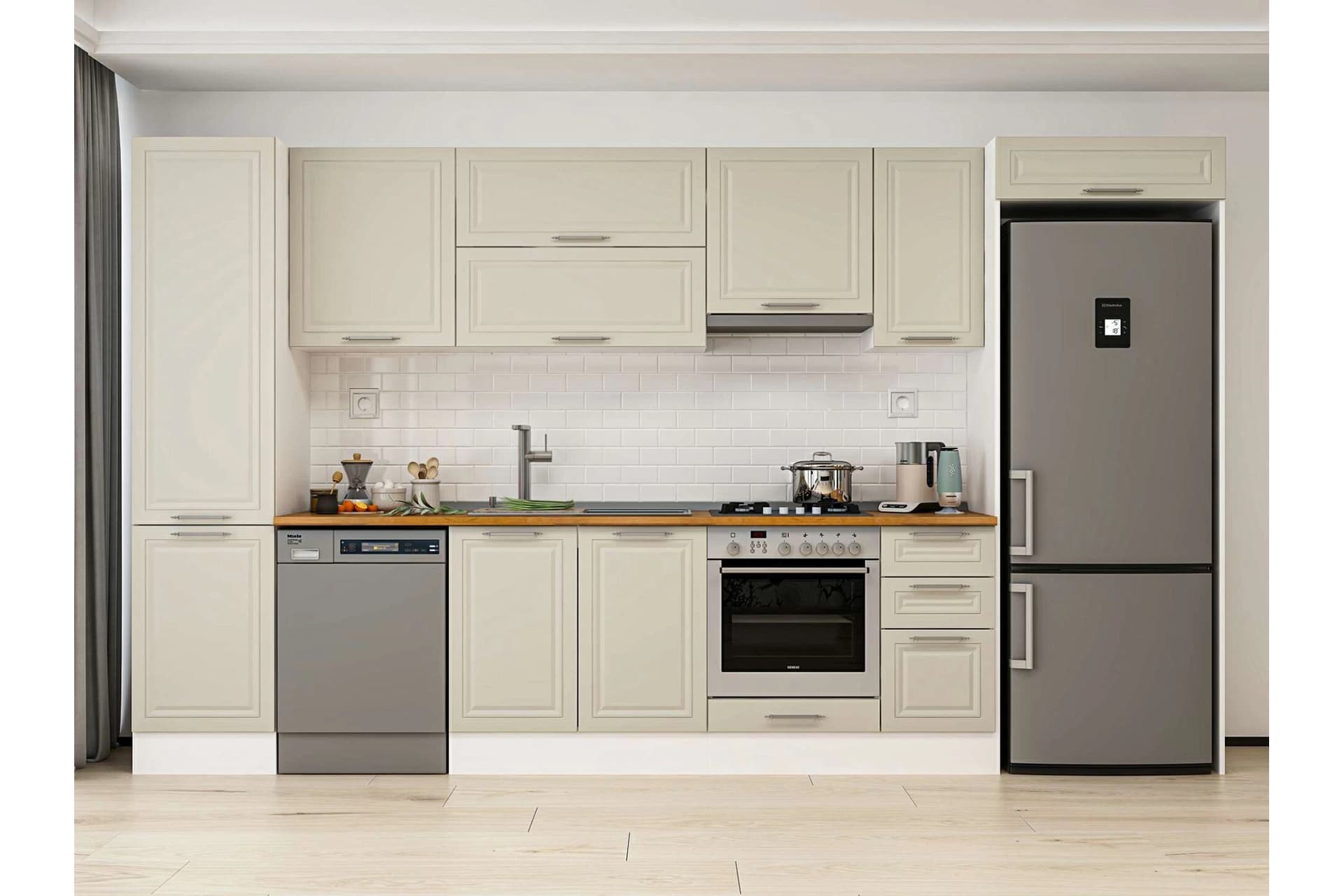 ALVİNKA 370X222 CM KLASİK MEBRAN MUTFAK DOLABI, MBB E80B50S40 1 MEBRAN KUMTAŞI SUNTALAM