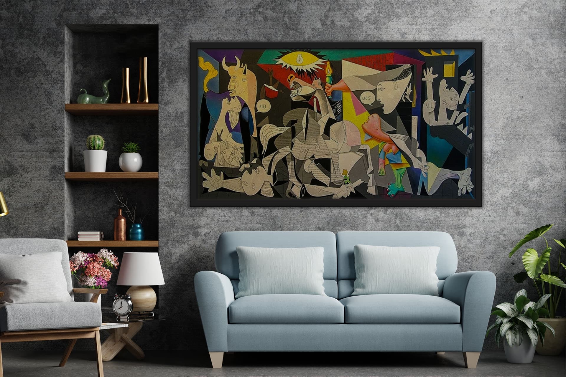 AHŞAP YAĞLI BOYA DOKULU TABLO, COLOR GUERNİCA