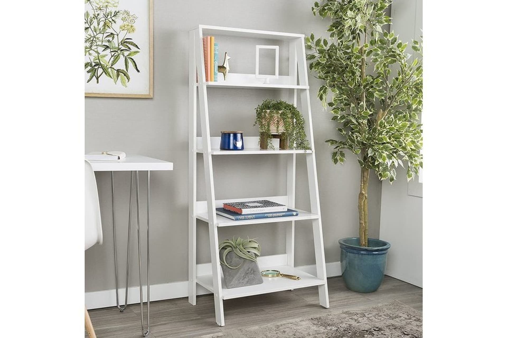 DFN WOOD MERDİVEN KİTAPLIK, 4 KATLI, BEYAZ