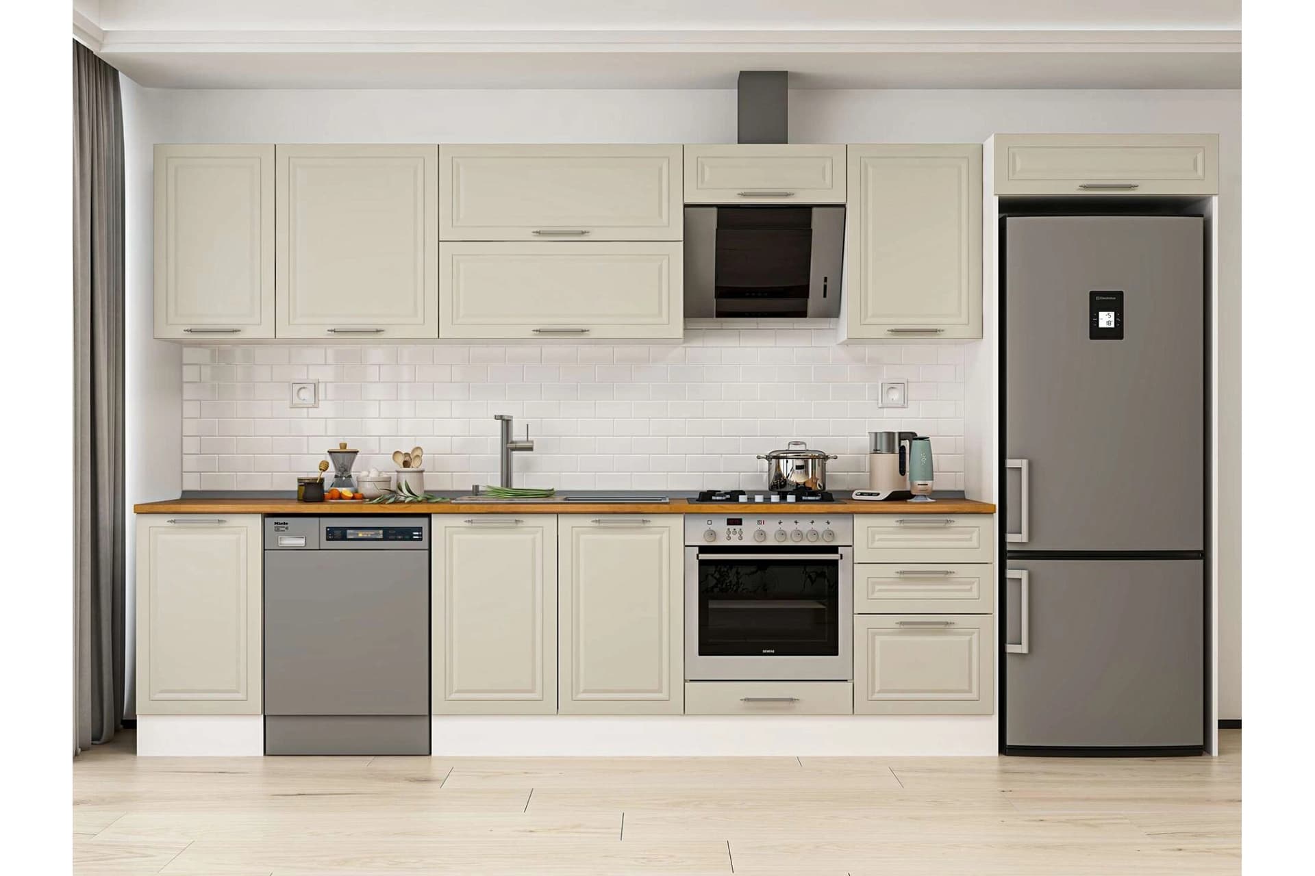 ALVİNKA 375X222 CM KLASİK MEBRAN MUTFAK DOLABI, MB E80S45S50 2 MEBRAN KUMTAŞI SUNTALAM