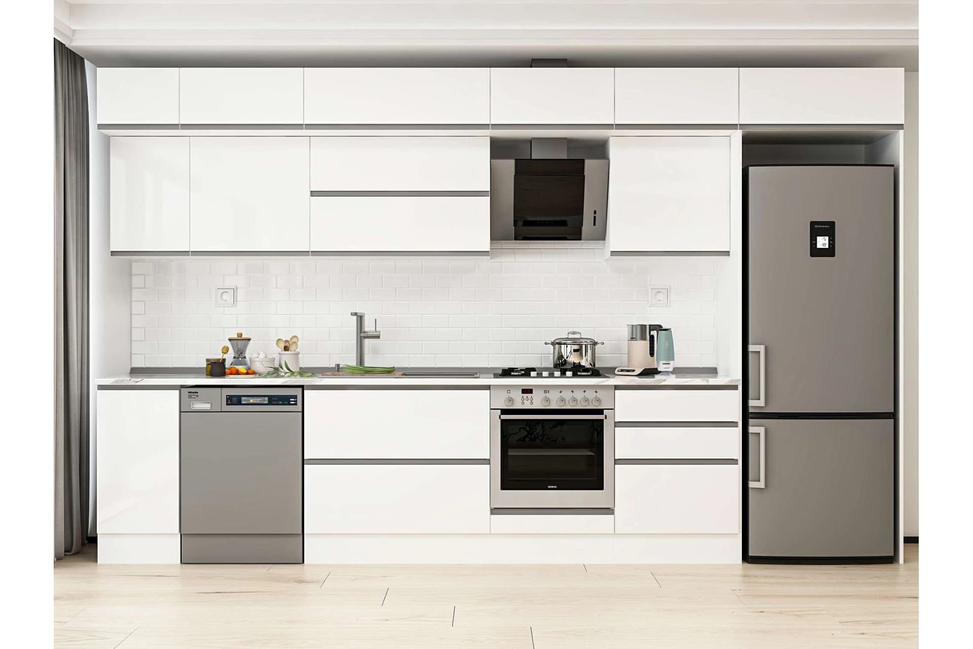 ALVİNKA 380X240 CM MUTFAK DOLABI, MB E80S40S60 2 BEYAZ SUNTALAM
