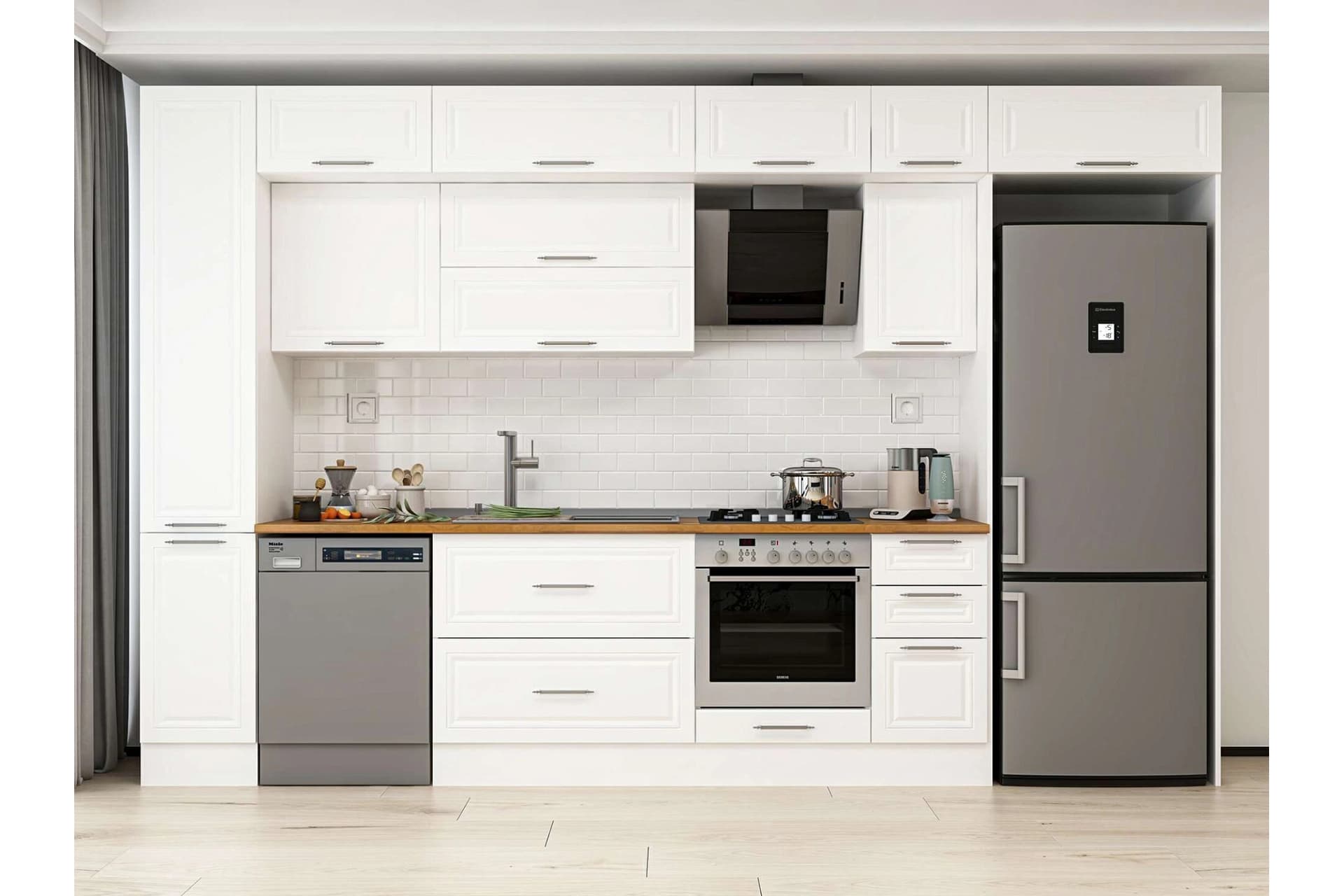 ALVİNKA 360X240 CM KLASİK MEBRAN MUTFAK DOLABI, MBB E80B40S40 2 MEBRAN BEYAZ SUNTALAM