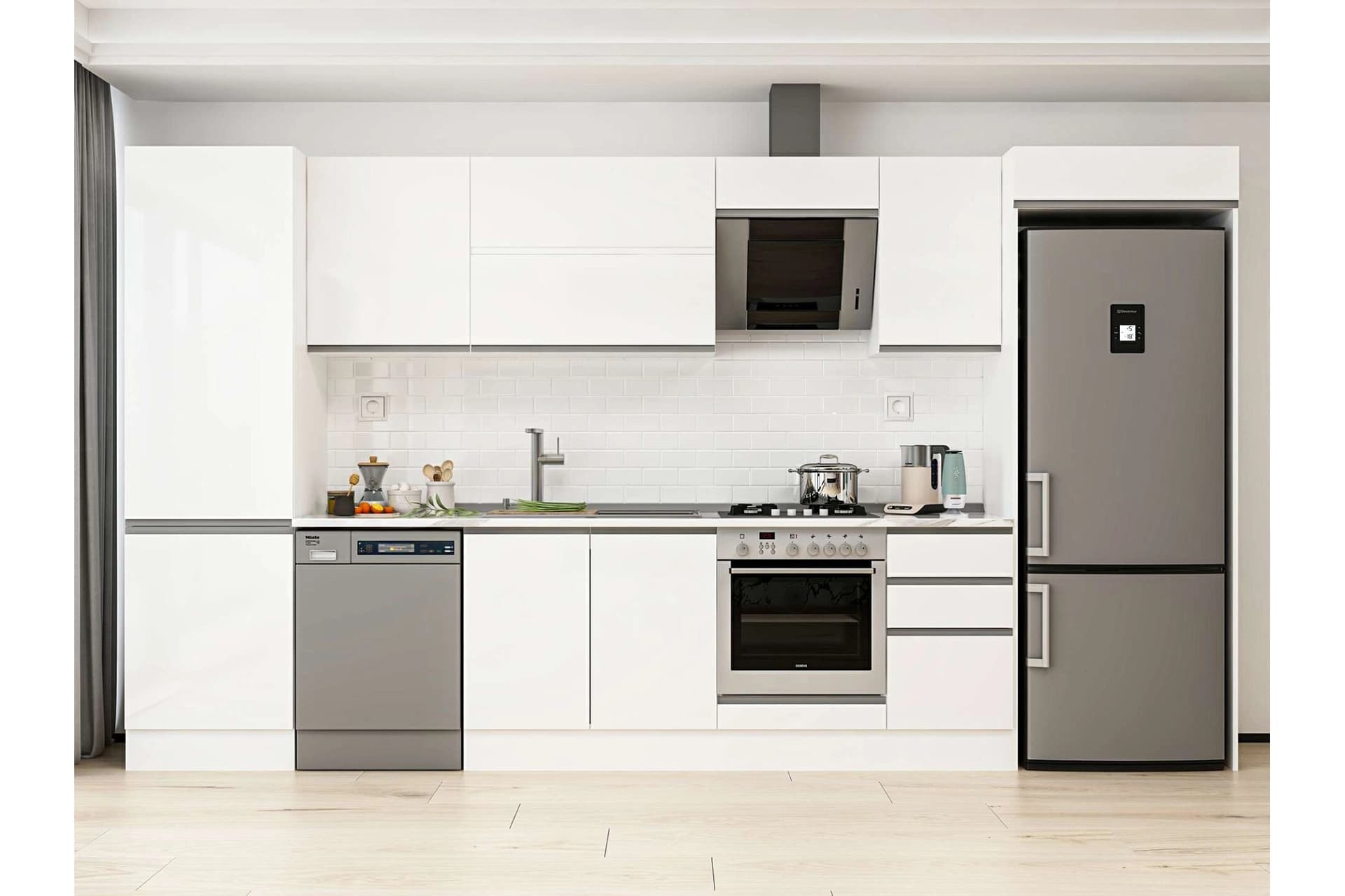 ALVİNKA 395X222 CM MUTFAK DOLABI, MBB E90B60S45 2 BEYAZ SUNTALAM