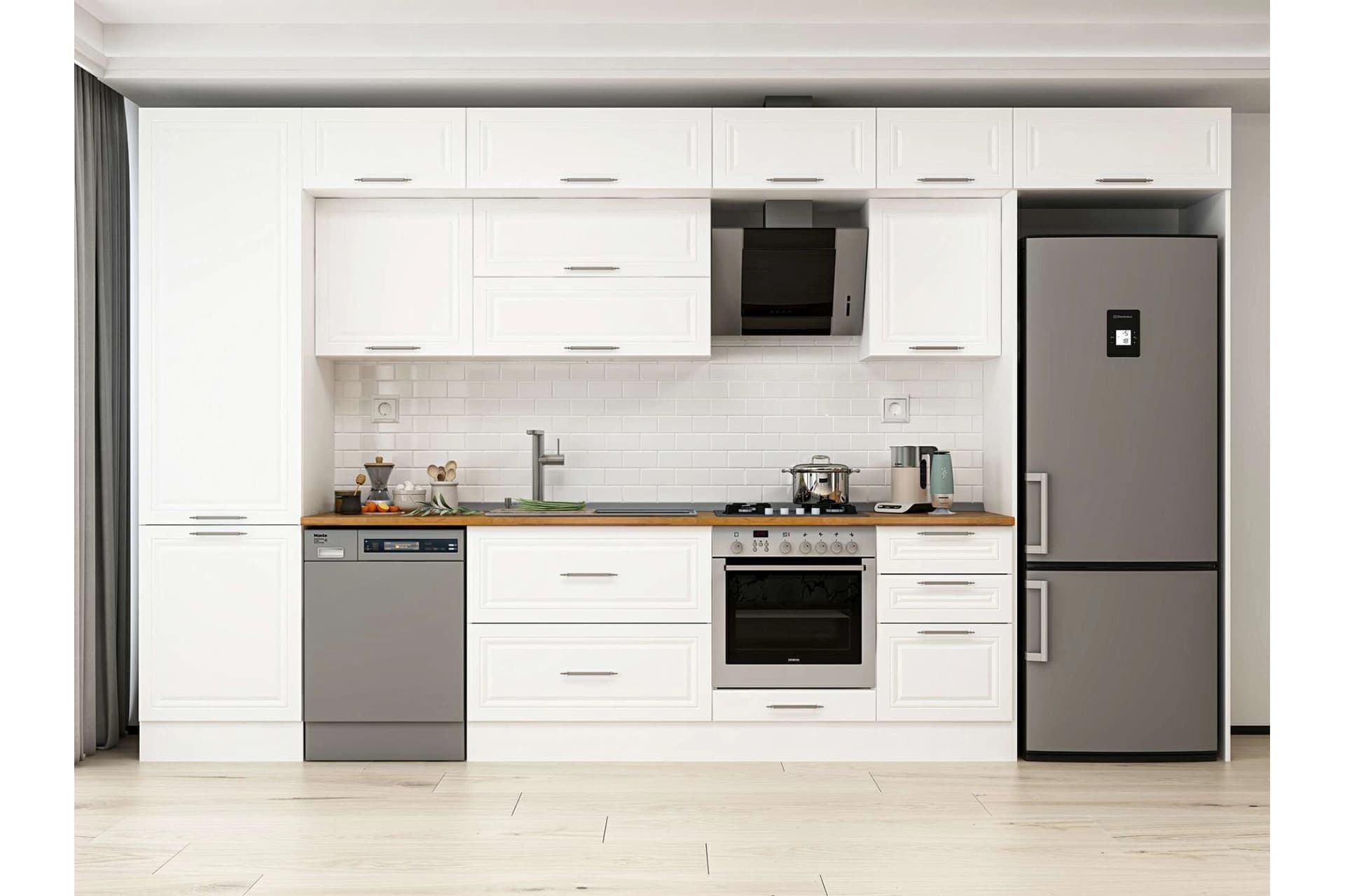 ALVİNKA 400X240 CM KLASİK MEBRAN MUTFAK DOLABI, MBB E90B60S50 2 MEBRAN BEYAZ SUNTALAM