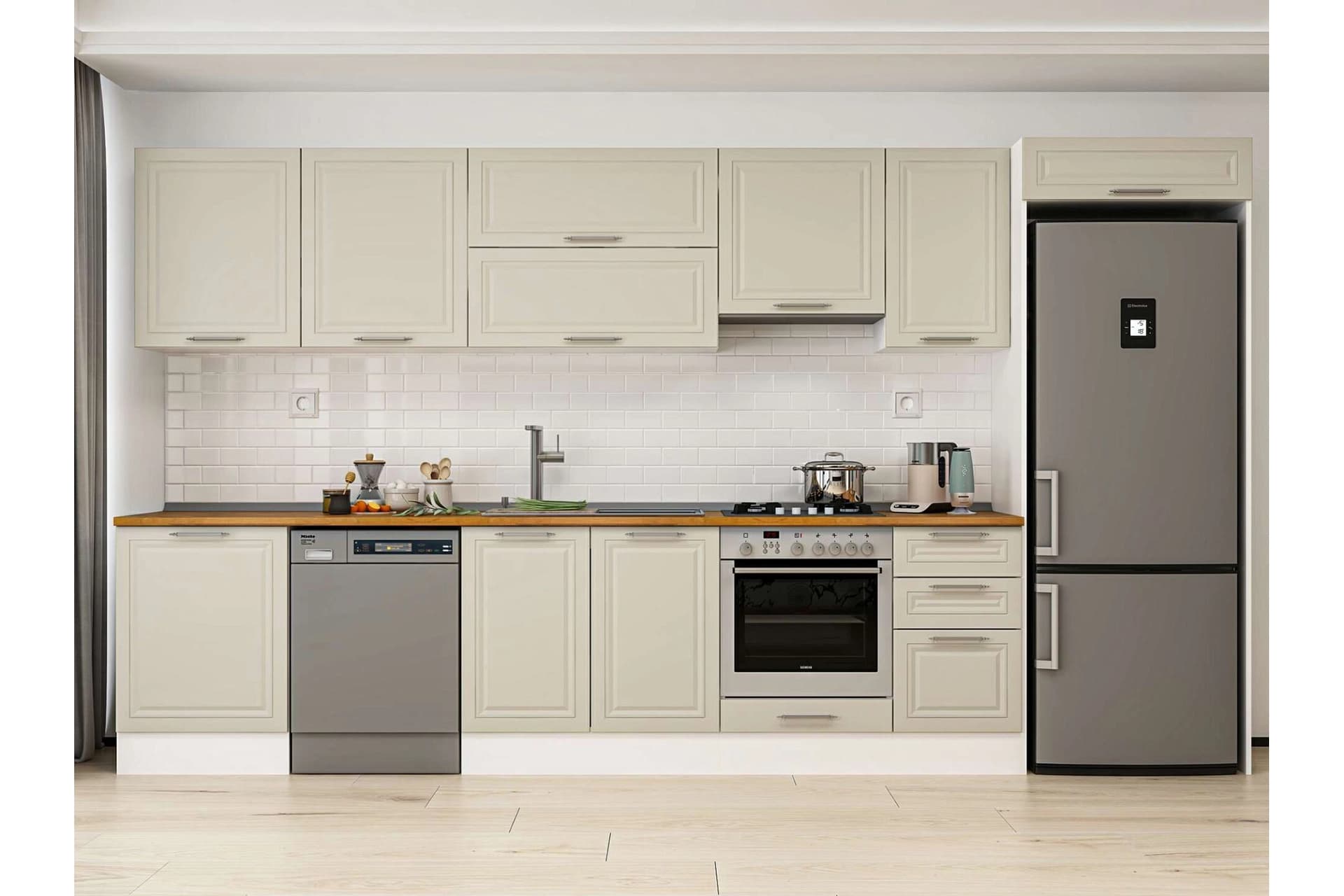 ALVİNKA 385X222 CM KLASİK MEBRAN MUTFAK DOLABI, MB E80S60S45 1 MEBRAN KUMTAŞI SUNTALAM