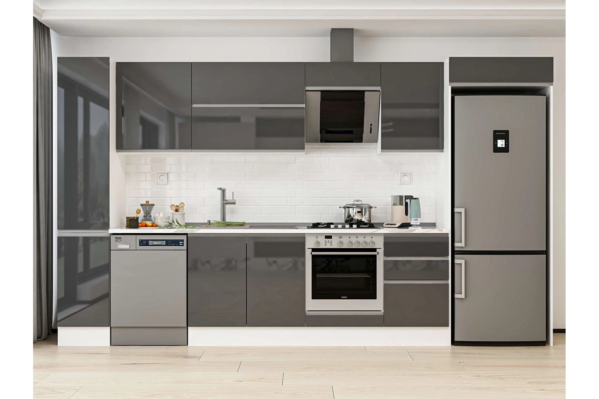 ALVİNKA 370X222 CM MUTFAK DOLABI, MBB E80B40S50 2 ANTRASİT SUNTALAM