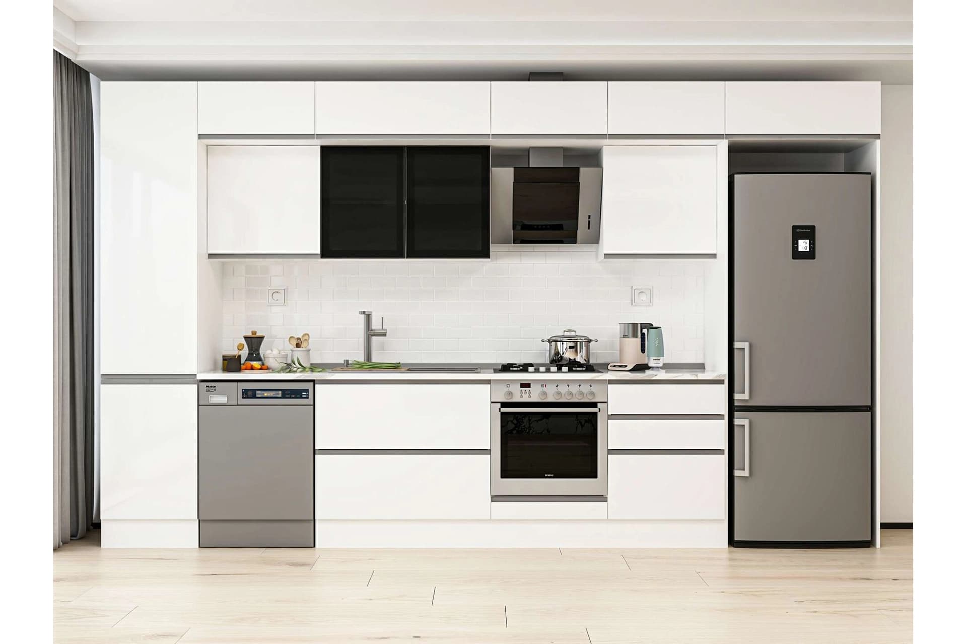 ALVİNKA 390X240 CM MUTFAK DOLABI, MBB E80B50S60 3 BEYAZ SUNTALAM
