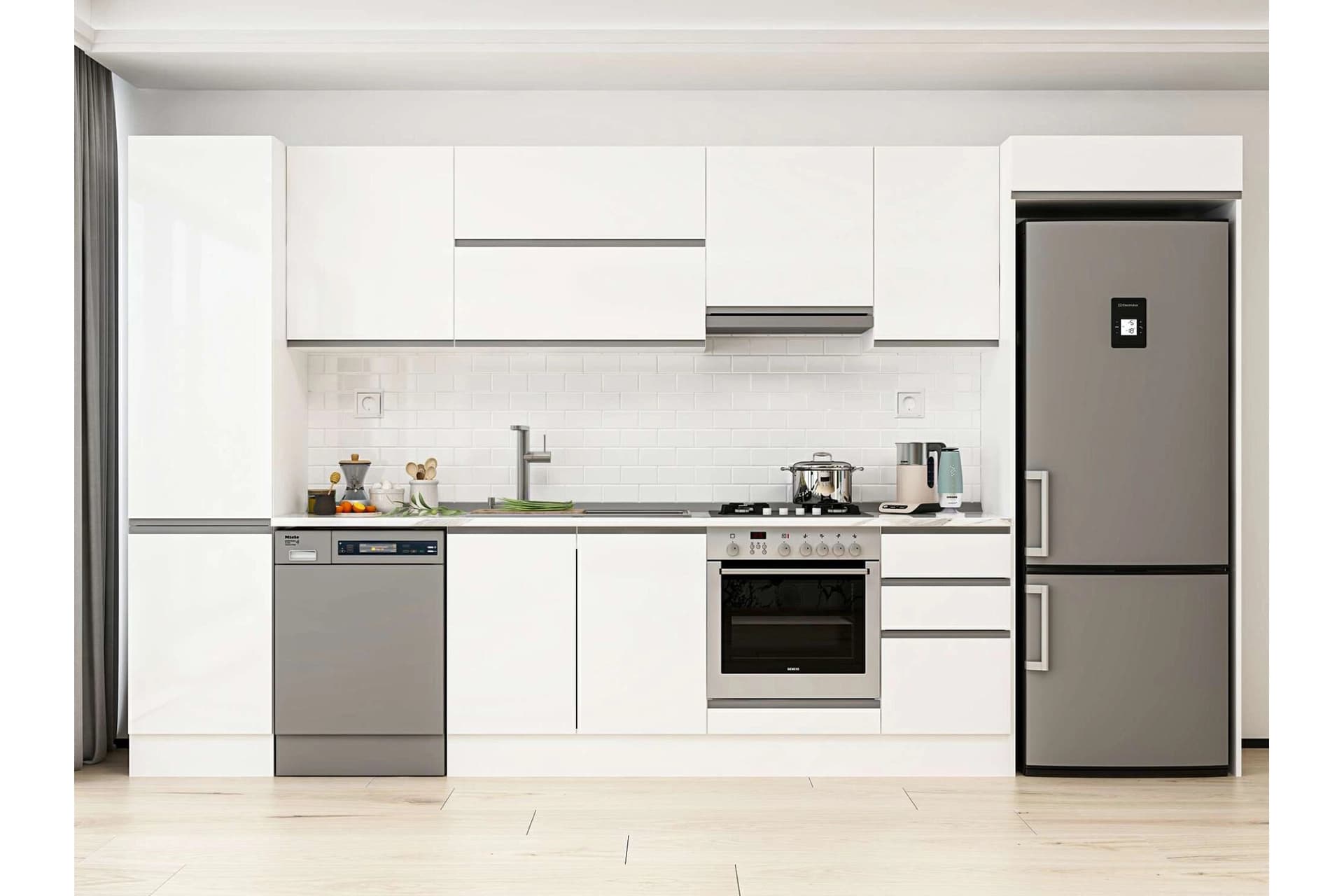ALVİNKA 385X222 CM MUTFAK DOLABI, MBB E90B50S45 1 BEYAZ SUNTALAM