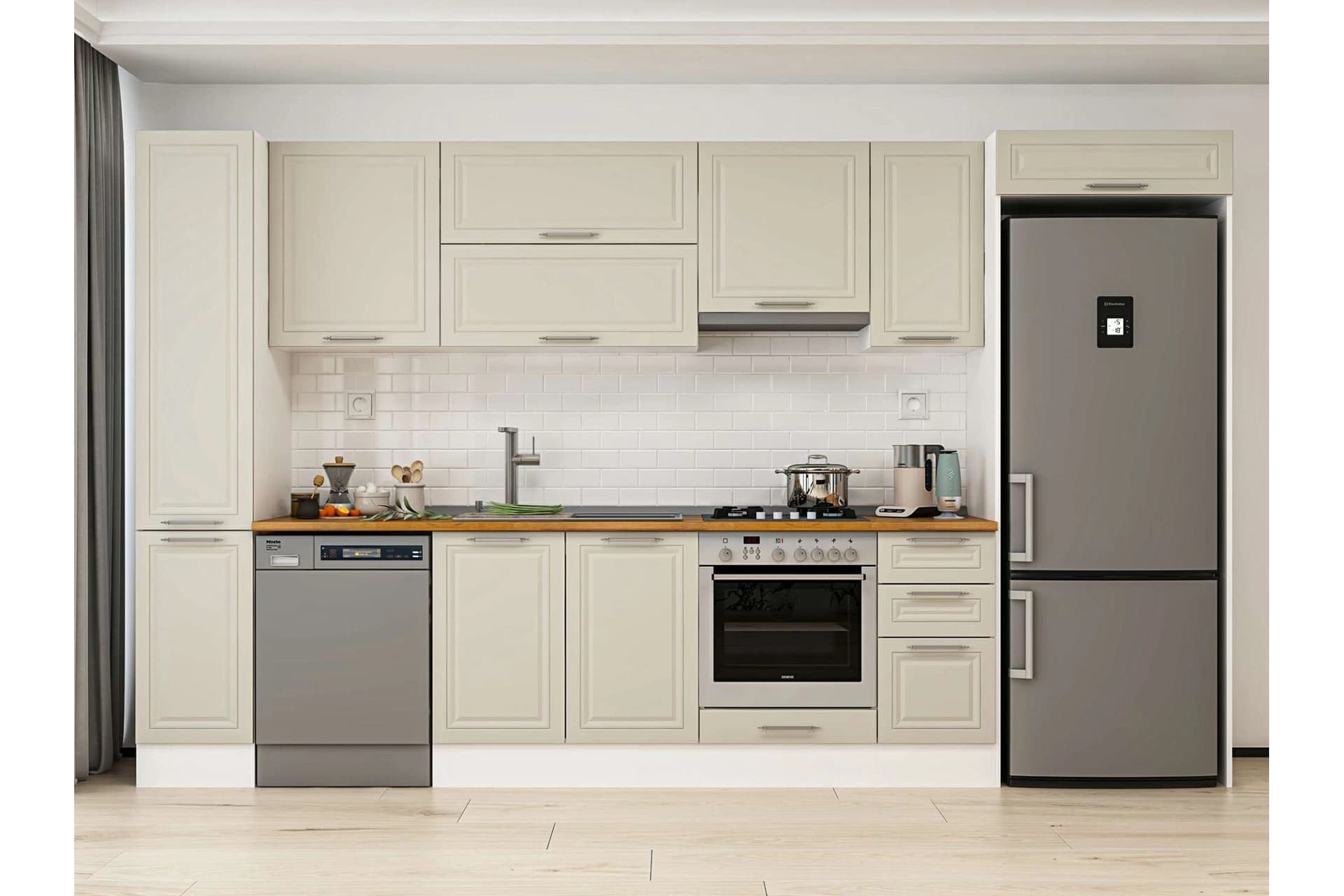 ALVİNKA 370X222 CM KLASİK MEBRAN MUTFAK DOLABI, MBB E90B40S40 1 MEBRAN KUMTAŞI SUNTALAM