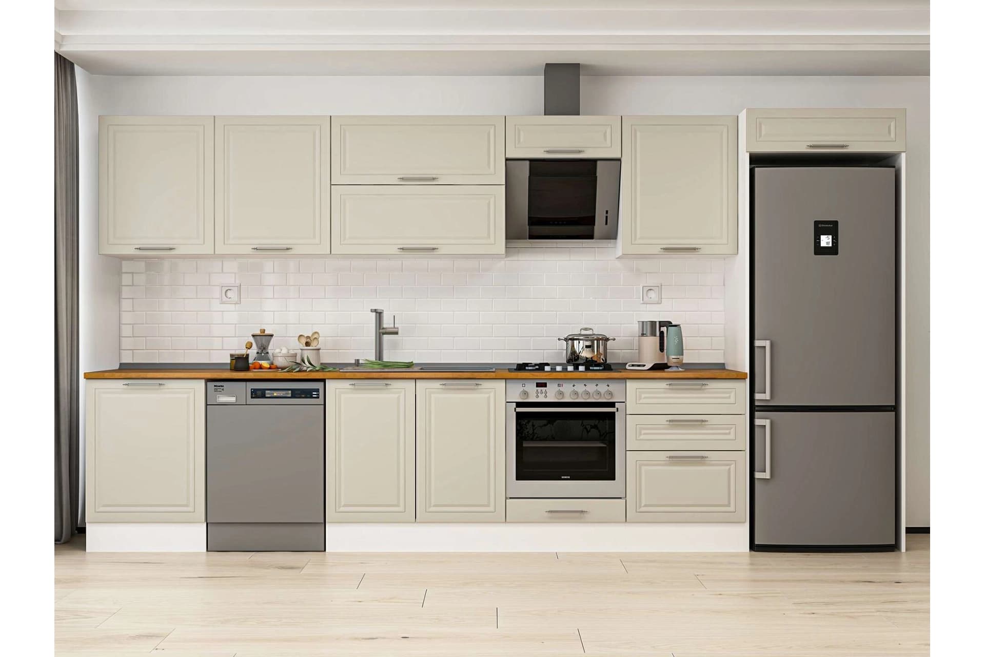 ALVİNKA 400X222 CM KLASİK MEBRAN MUTFAK DOLABI, MB E80S60S60 2 MEBRAN KUMTAŞI SUNTALAM