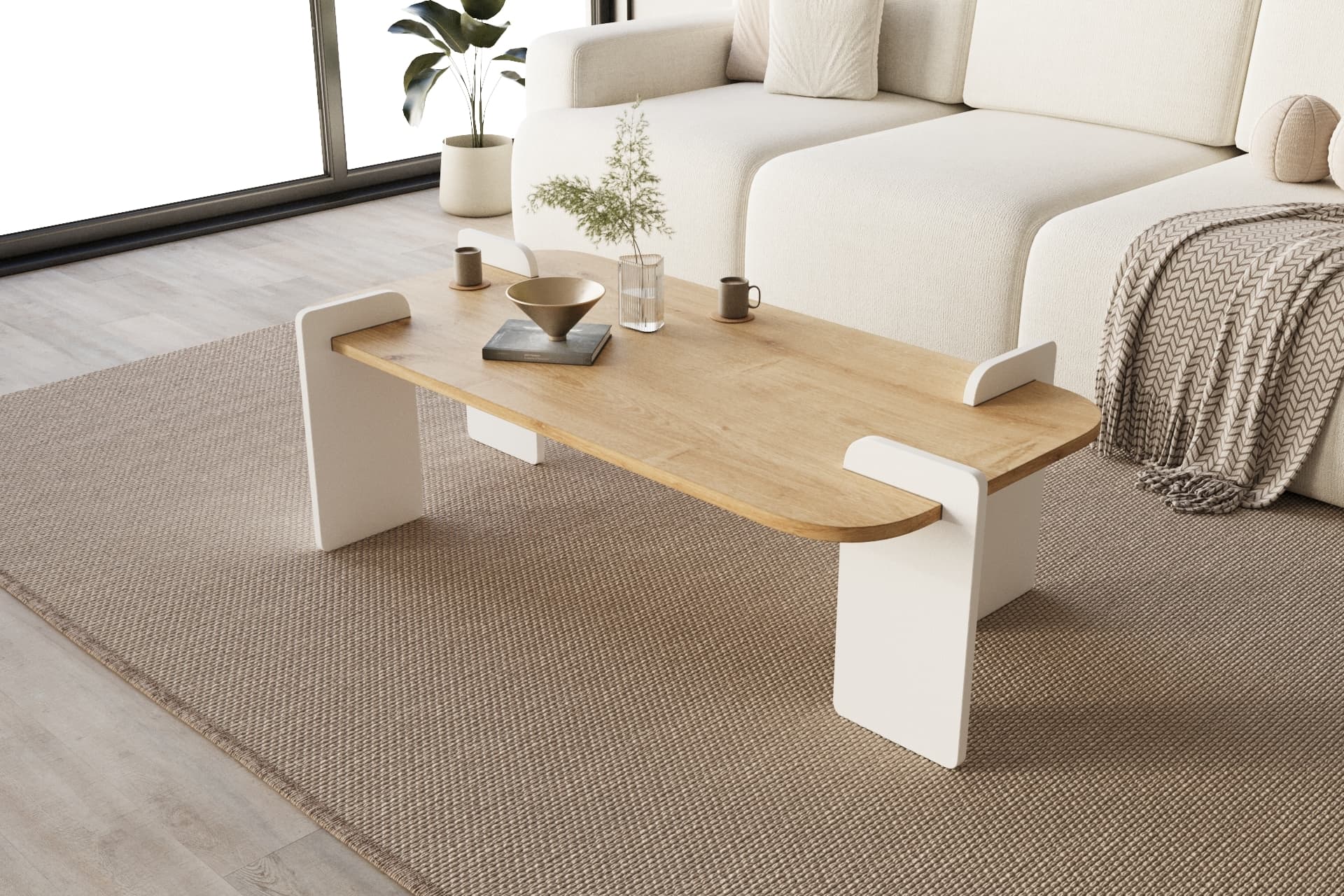 LEAPİRİ ORTA SEHPA MODERN BEYAZ NATURAL