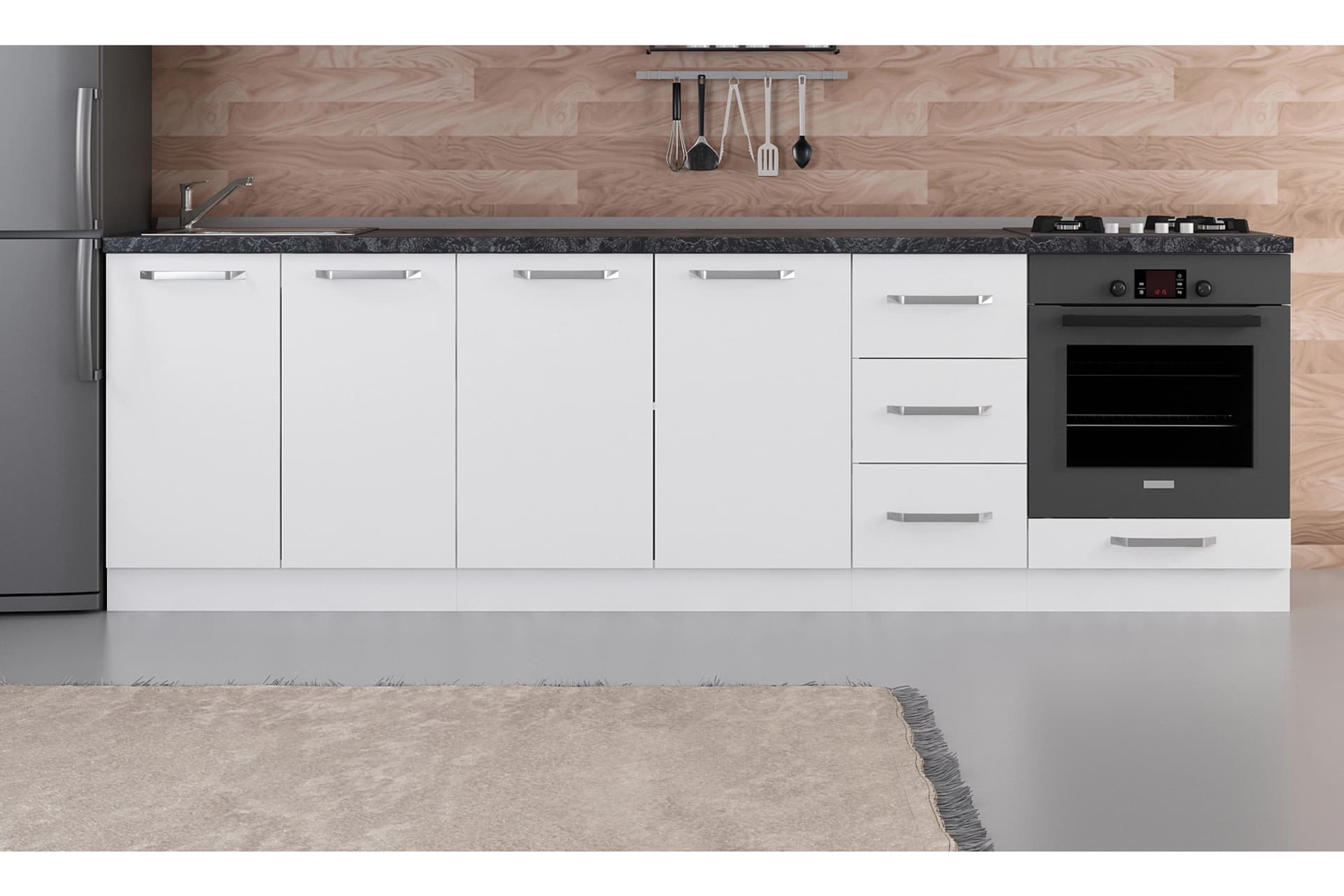 MİNAR 270 CM MUTFAK DOLABI BEYAZ 270-B6-ALT MODÜL