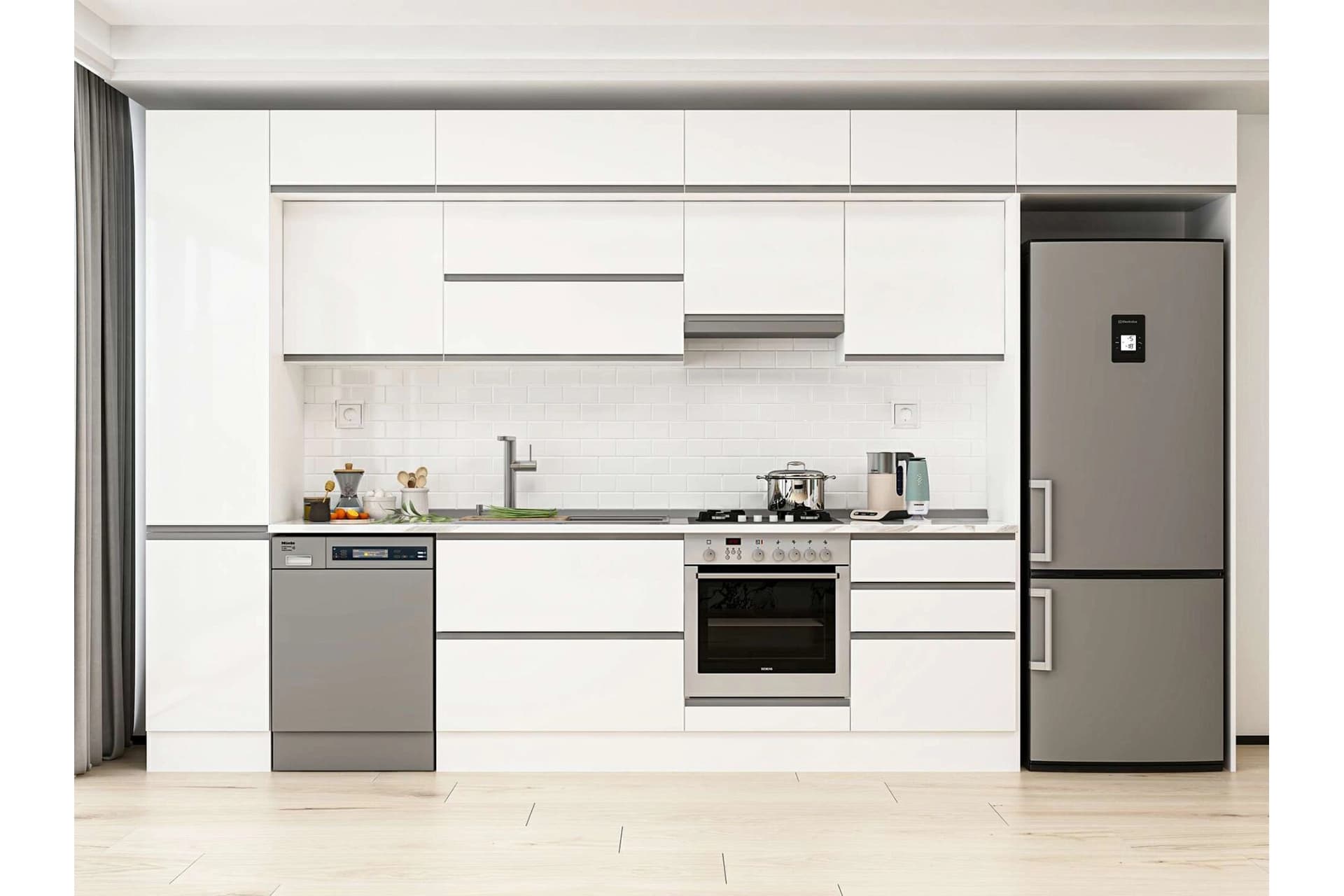 ALVİNKA 395X240 CM MUTFAK DOLABI, MBB E90B45S60 1 BEYAZ SUNTALAM