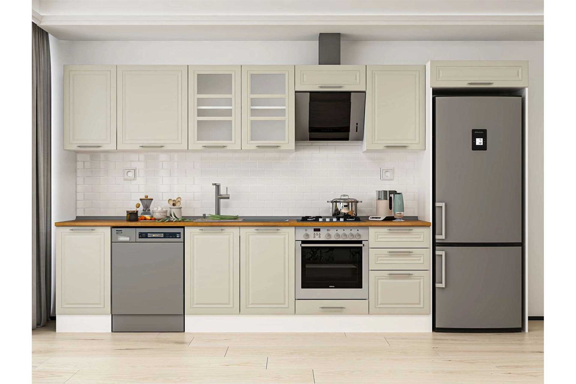 ALVİNKA 375X222 CM KLASİK MEBRAN MUTFAK DOLABI, MB E80S45S50 3 MEBRAN KUMTAŞI SUNTALAM