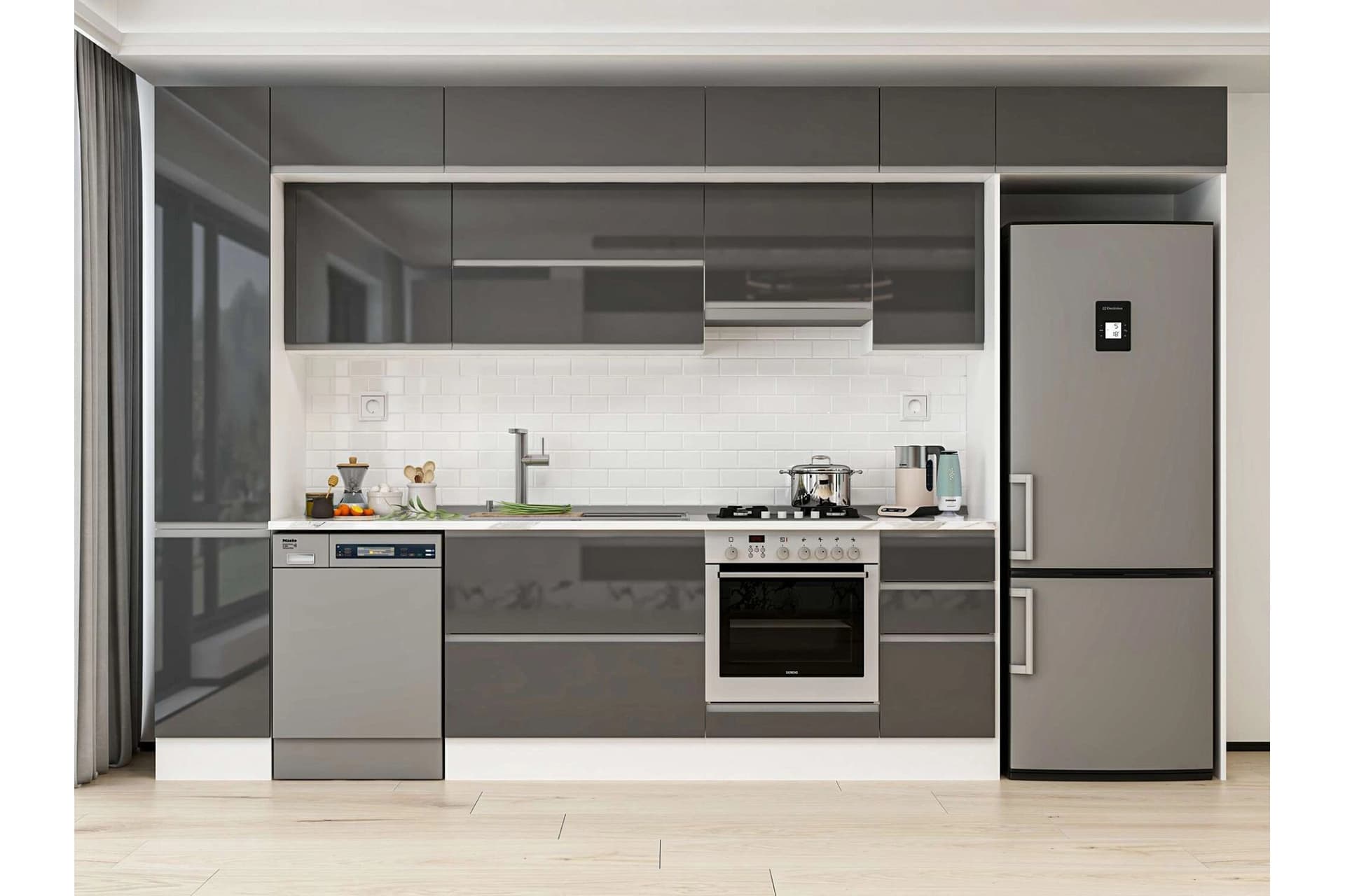 ALVİNKA 370X240 CM MUTFAK DOLABI, MBB E90B40S40 1 ANTRASİT SUNTALAM