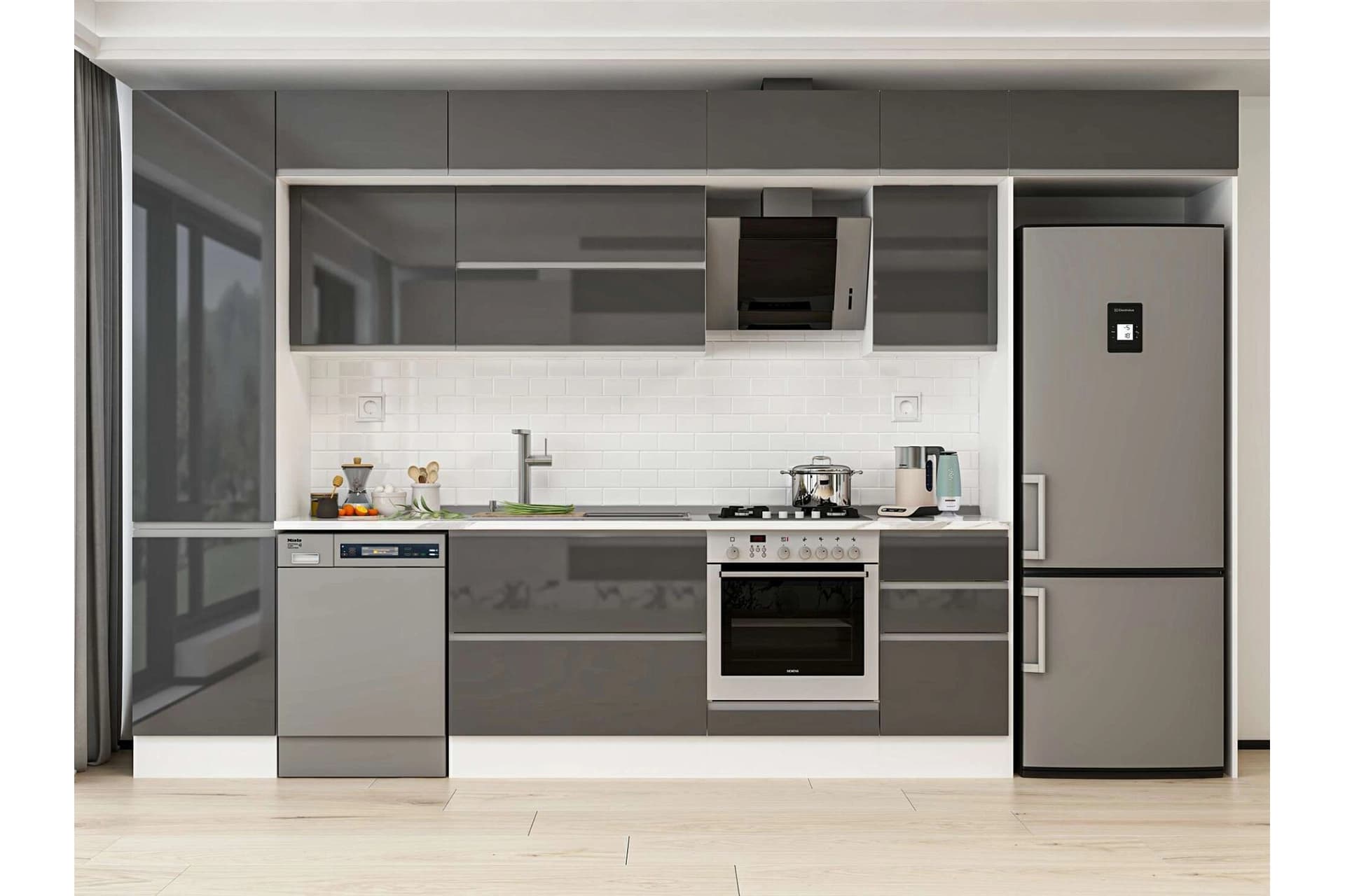 ALVİNKA 375X240 CM MUTFAK DOLABI, MBB E80B50S45 2 ANTRASİT SUNTALAM