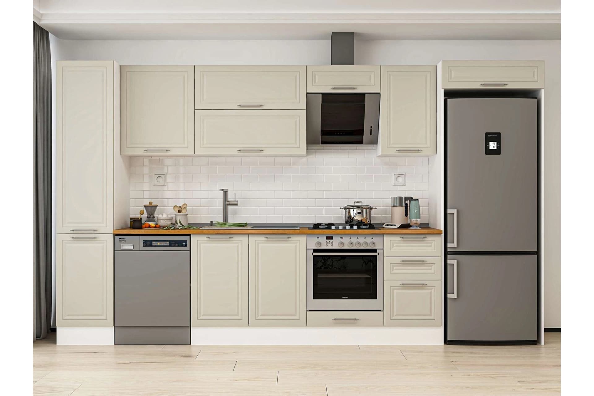 ALVİNKA 380X222 CM KLASİK MEBRAN MUTFAK DOLABI, MBB E90B45S45 2 MEBRAN KUMTAŞI SUNTALAM