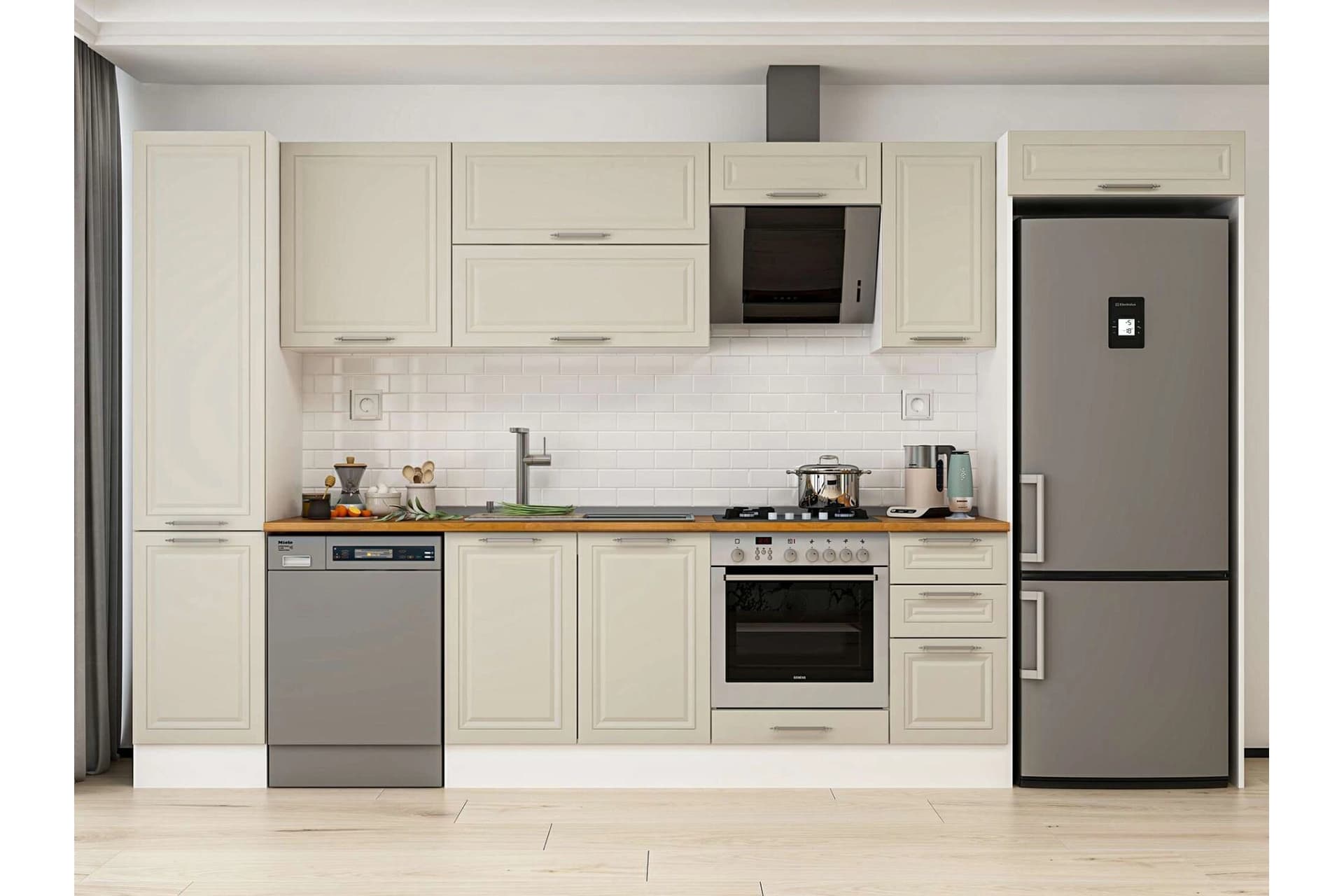ALVİNKA 375X222 CM KLASİK MEBRAN MUTFAK DOLABI, MBB E90B45S40 2 MEBRAN KUMTAŞI SUNTALAM