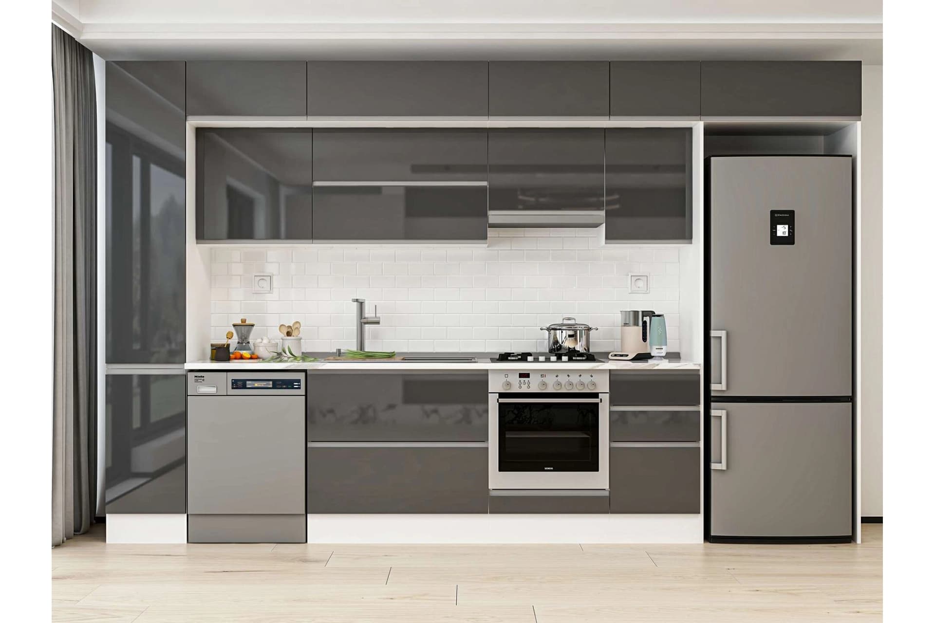 ALVİNKA 375X240 CM MUTFAK DOLABI, MBB E90B40S45 1 ANTRASİT SUNTALAM