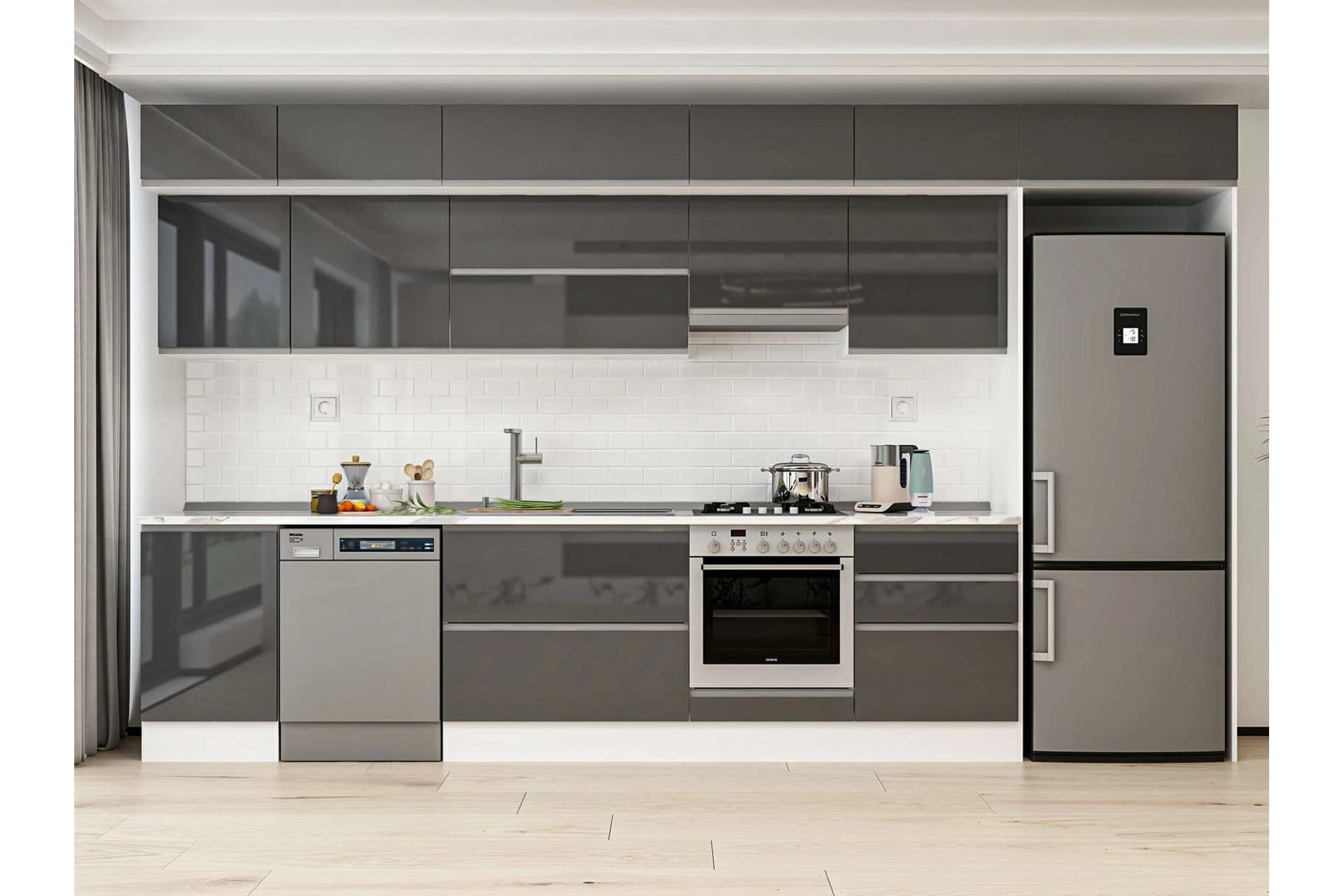 ALVİNKA 400X240 CM MUTFAK DOLABI, MB E90S50S60 1 ANTRASİT SUNTALAM