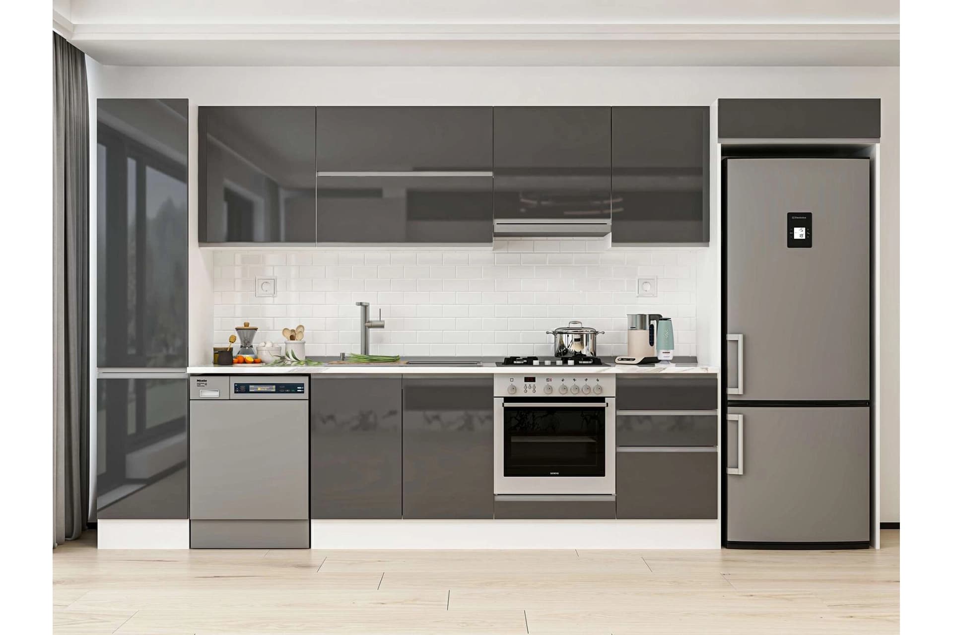 ALVİNKA 385X222 CM MUTFAK DOLABI, MBB E90B45S50 1 ANTRASİT SUNTALAM