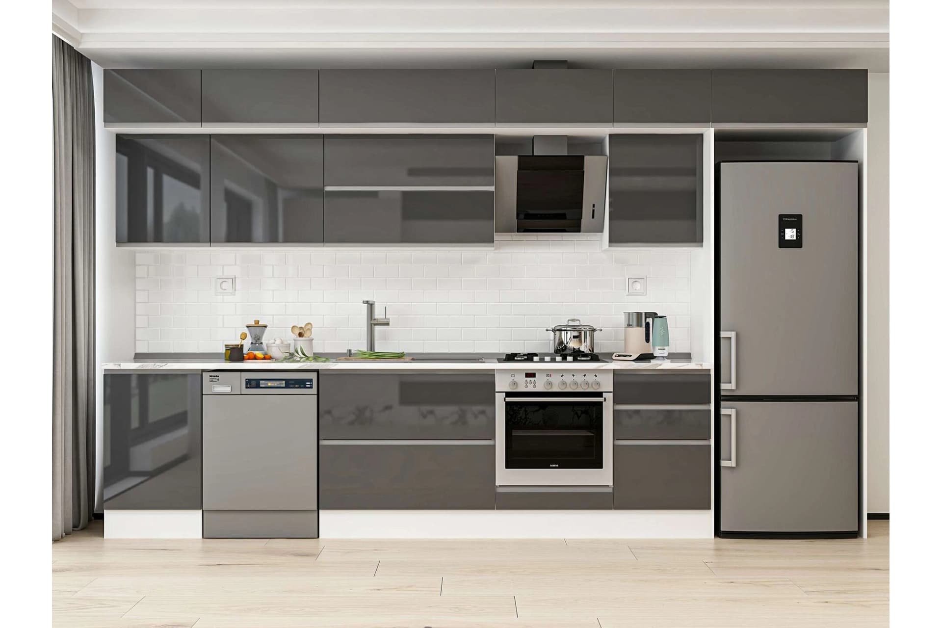 ALVİNKA 390X240 CM MUTFAK DOLABI, MB E90S50S50 2 ANTRASİT SUNTALAM